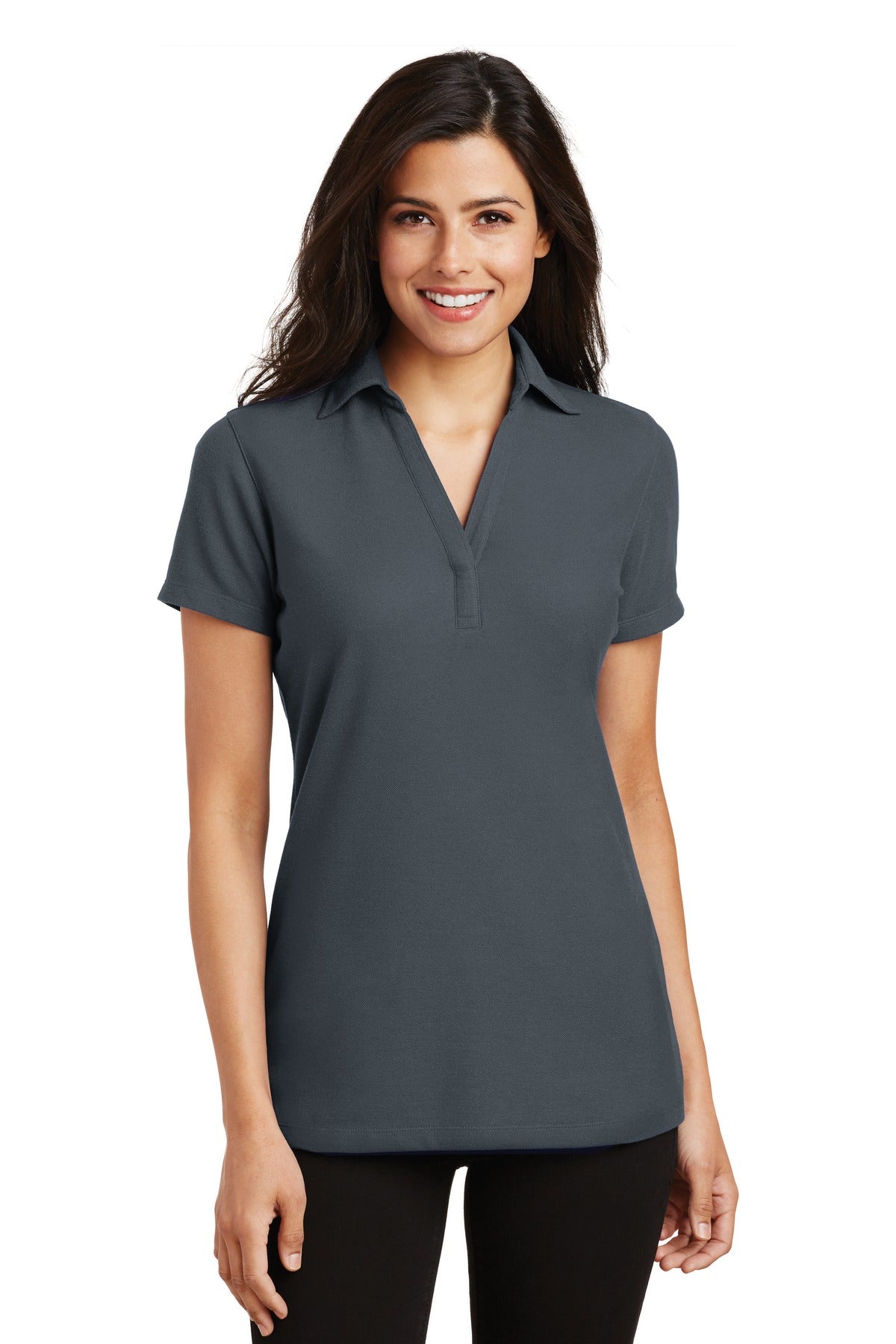 Port Authority Ladies Silk Touch Y-Neck Polo. L5001 Womens Apparel Shirts & Tops