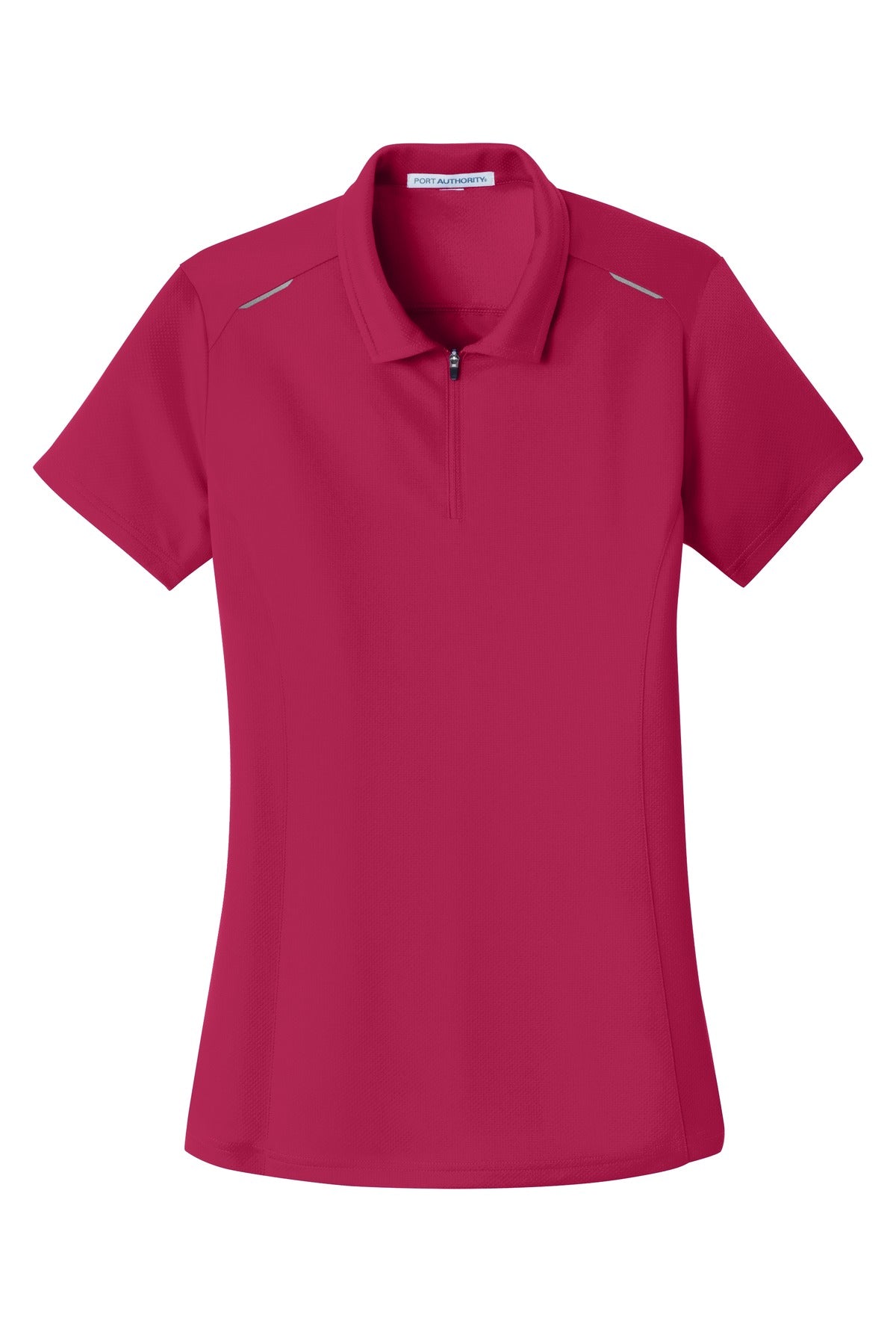 Port Authority Ladies Pinpoint Mesh Zip Polo. L580 Womens Apparel Shirts & Tops