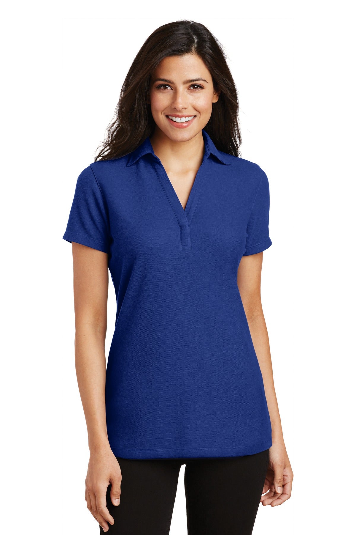 Port Authority Ladies Silk Touch Y-Neck Polo. L5001 Womens Apparel Shirts & Tops