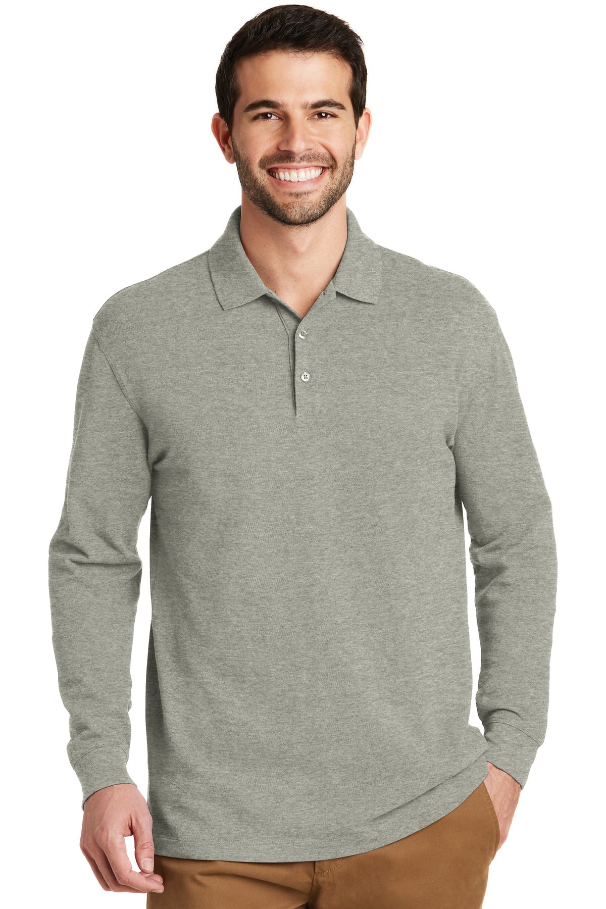 Port Authority Men's EZCotton Long Sleeve Polo. K8000LS Mens Apparel Shirts & Tops