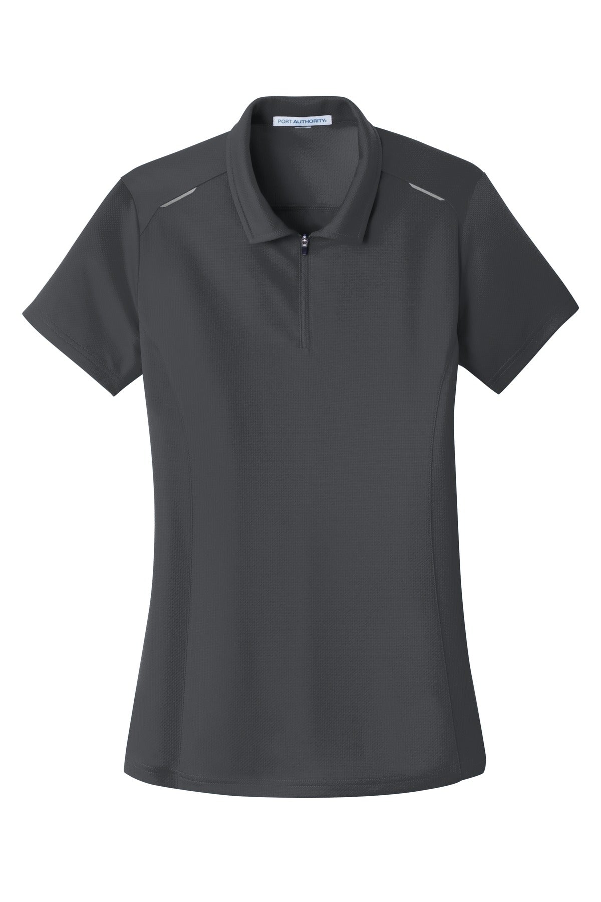 Port Authority Ladies Pinpoint Mesh Zip Polo. L580 Womens Apparel Shirts & Tops