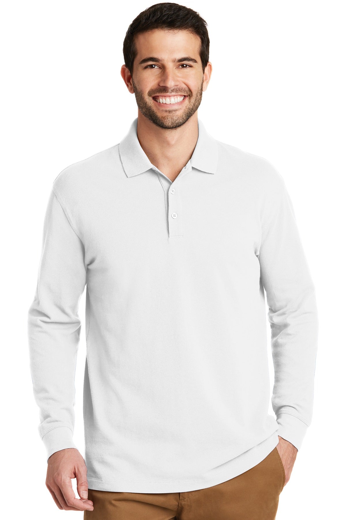 Port Authority Men's EZCotton Long Sleeve Polo. K8000LS Mens Apparel Shirts & Tops