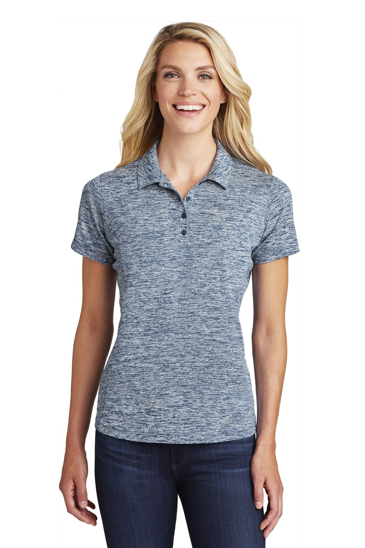 Sport-Tek Women's PosiCharge Electric Heather Polo. LST590 Womens Apparel Shirts & Tops