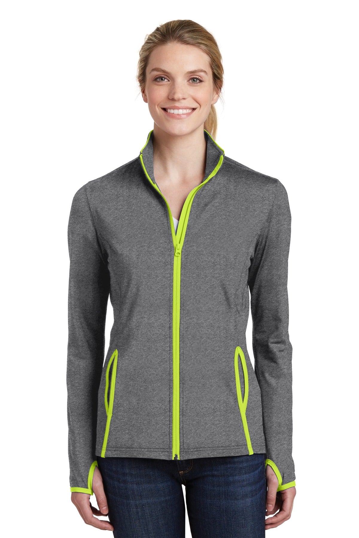 Sport-Tek Women's Sport-Wick Stretch Contrast Full-Zip Jacket Womens Apparel Jackets & Vests