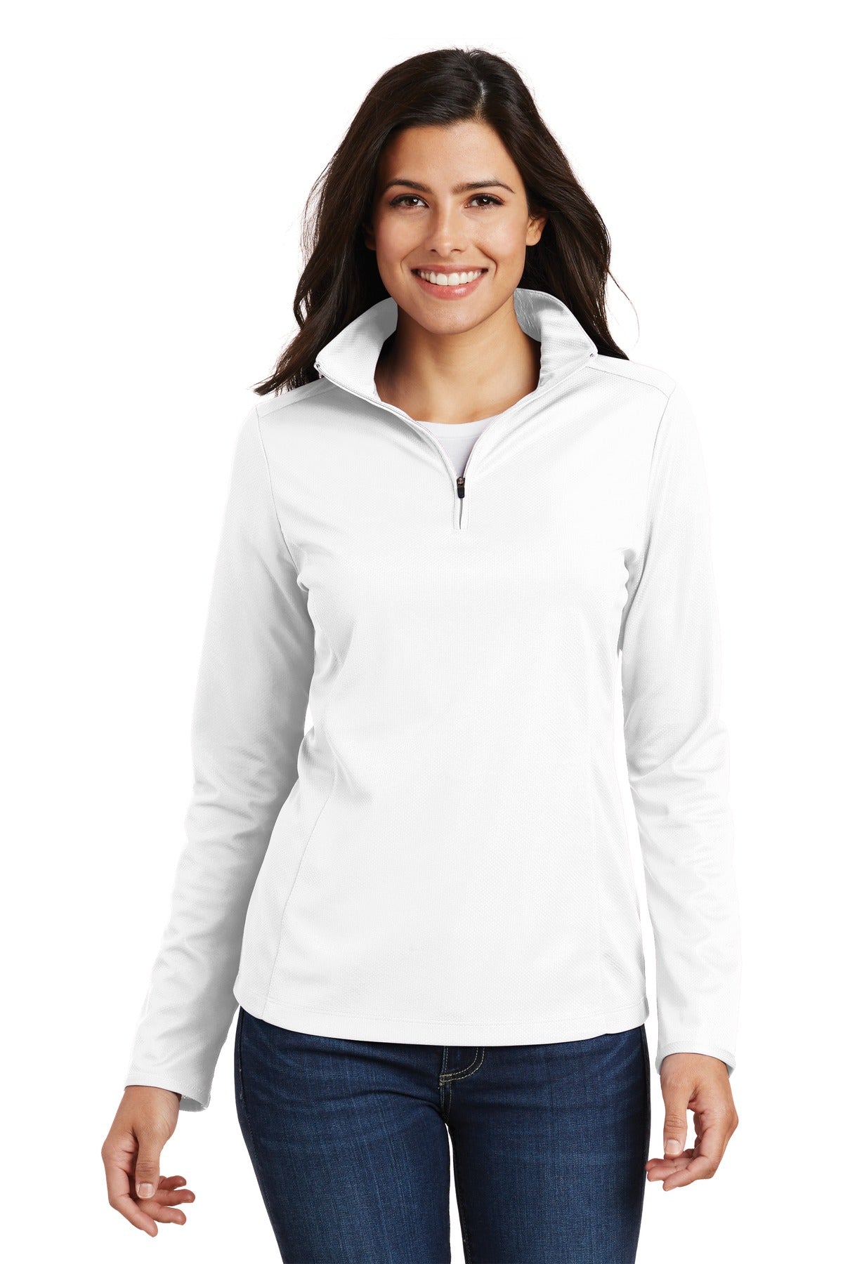 Port Authority Women's Pinpoint Mesh 1/2-Zip . L806 Womens Apparel Sweatshirts & Fleece
