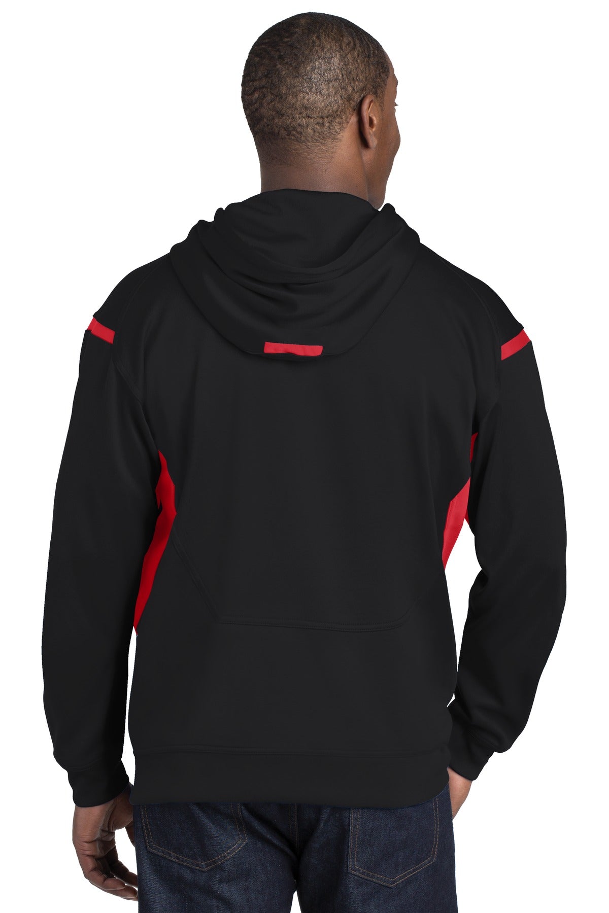 DISCONTINUED Sport-Tek Tall Tech Fleece Colorblock Hooded Sweatshirt. TST246 Mens Apparel Sweatshirts & Fleece