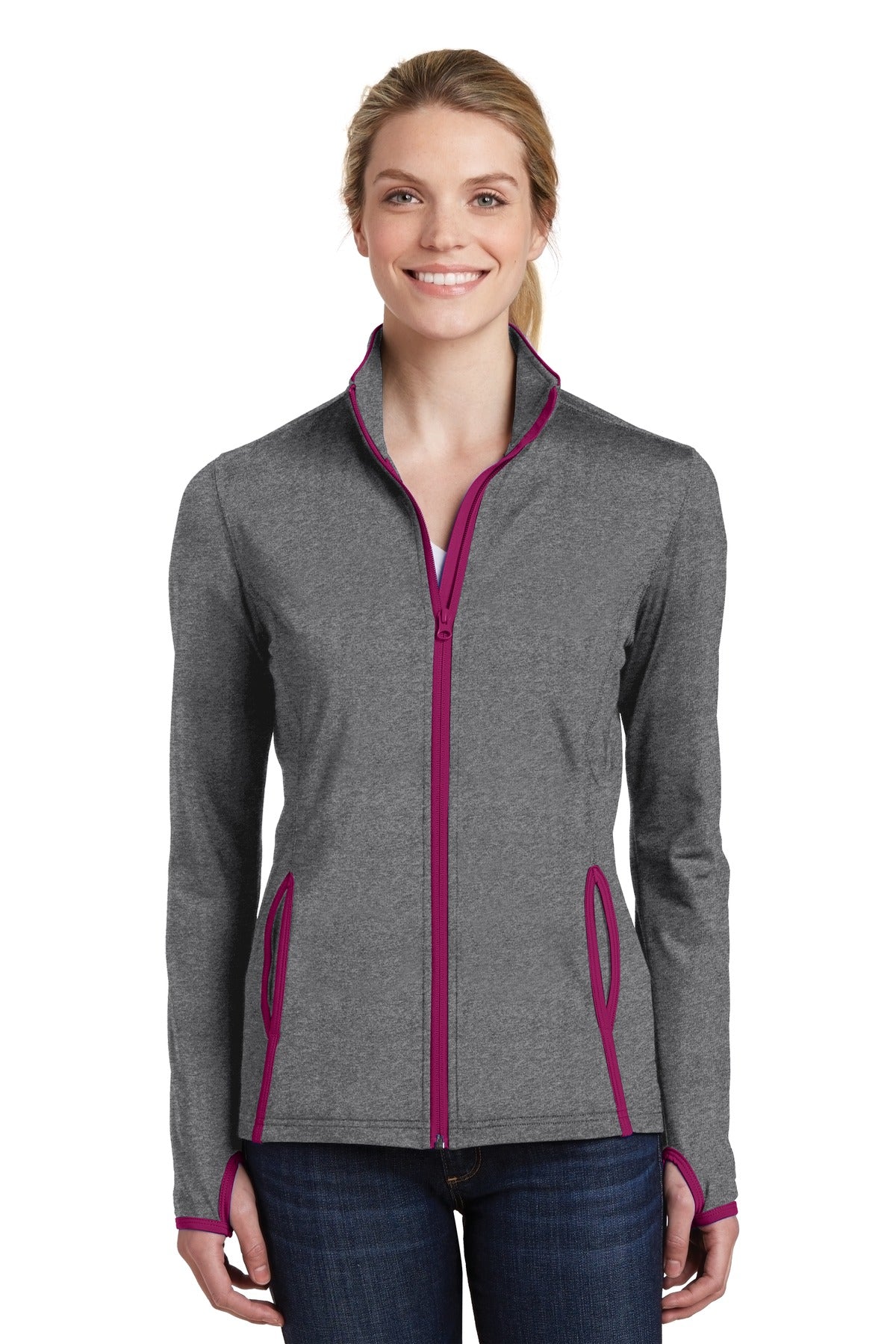Sport-Tek Women's Sport-Wick Stretch Contrast Full-Zip Jacket Womens Apparel Jackets & Vests