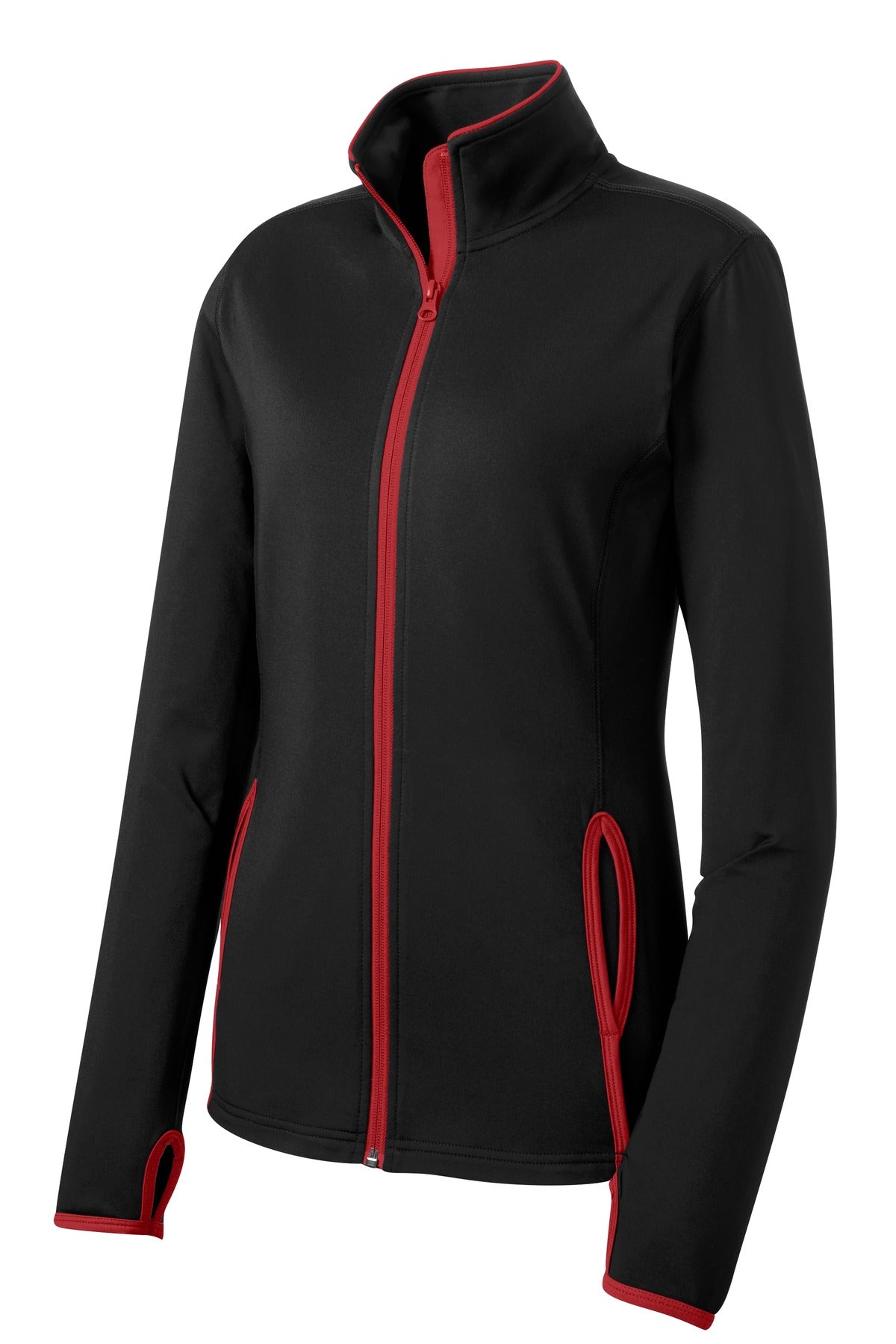 Sport-Tek Women's Sport-Wick Stretch Contrast Full-Zip Jacket Womens Apparel Jackets & Vests