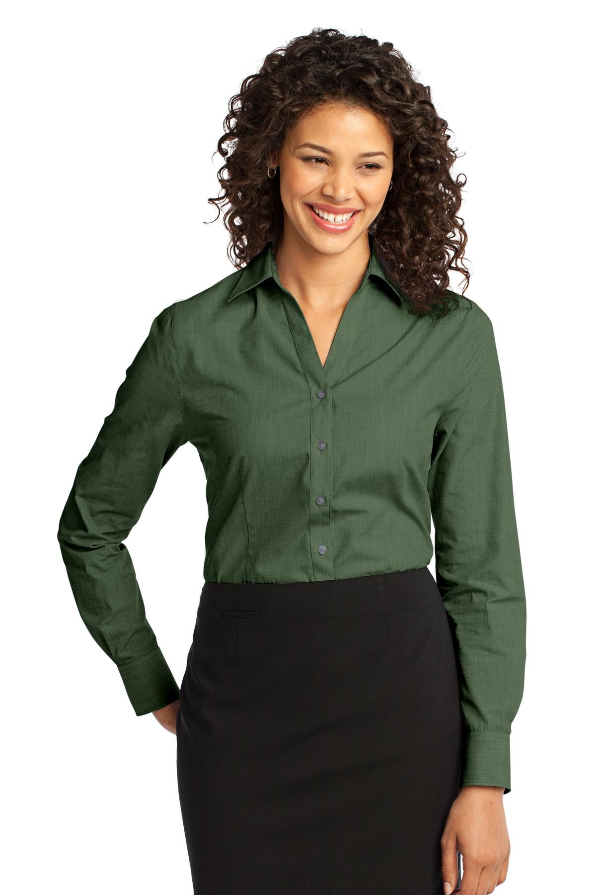 Port Authority Ladies Crosshatch Easy Care Shirt. L640 Womens Apparel Shirts & Tops