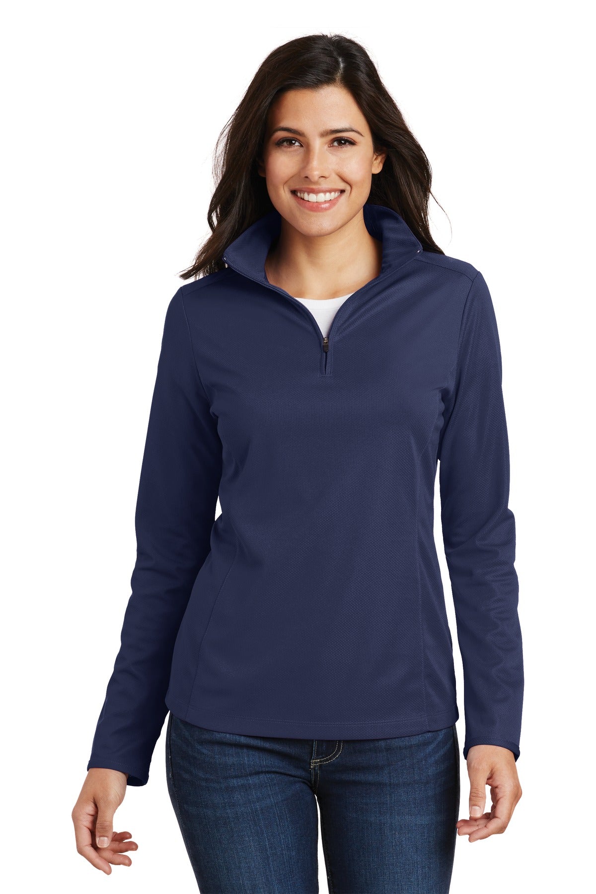 Port Authority Women's Pinpoint Mesh 1/2-Zip . L806 Womens Apparel Sweatshirts & Fleece