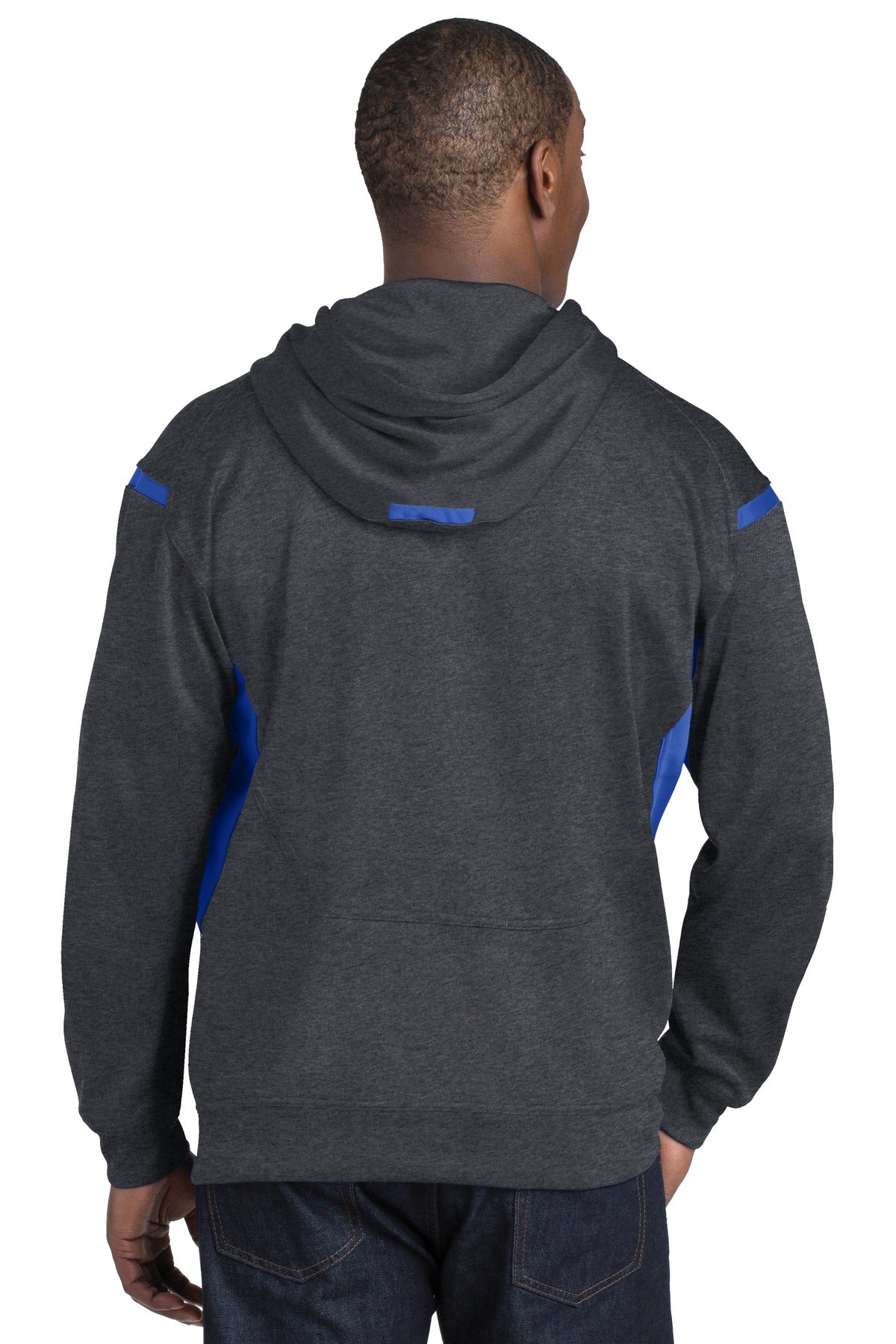 DISCONTINUED Sport-Tek Tall Tech Fleece Colorblock Hooded Sweatshirt. TST246 Mens Apparel Sweatshirts & Fleece