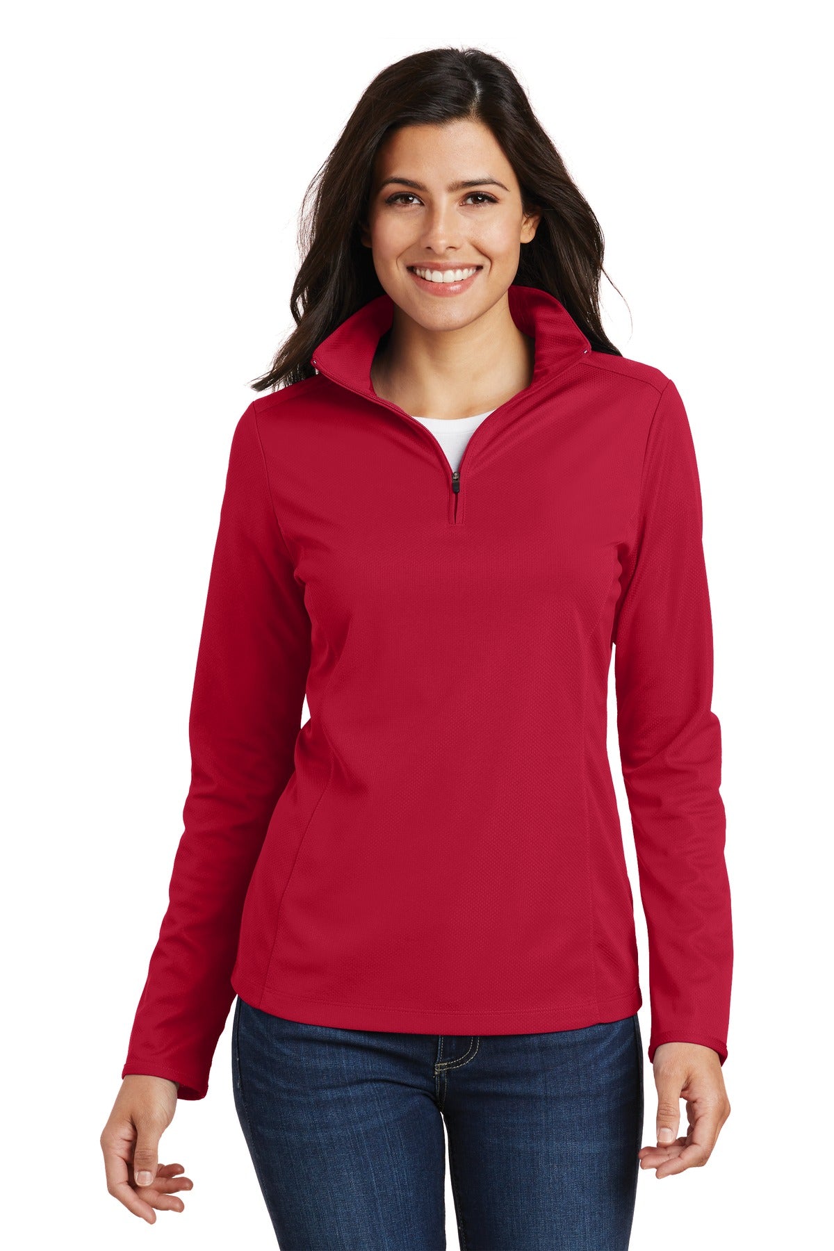 Port Authority Women's Pinpoint Mesh 1/2-Zip . L806 Womens Apparel Sweatshirts & Fleece