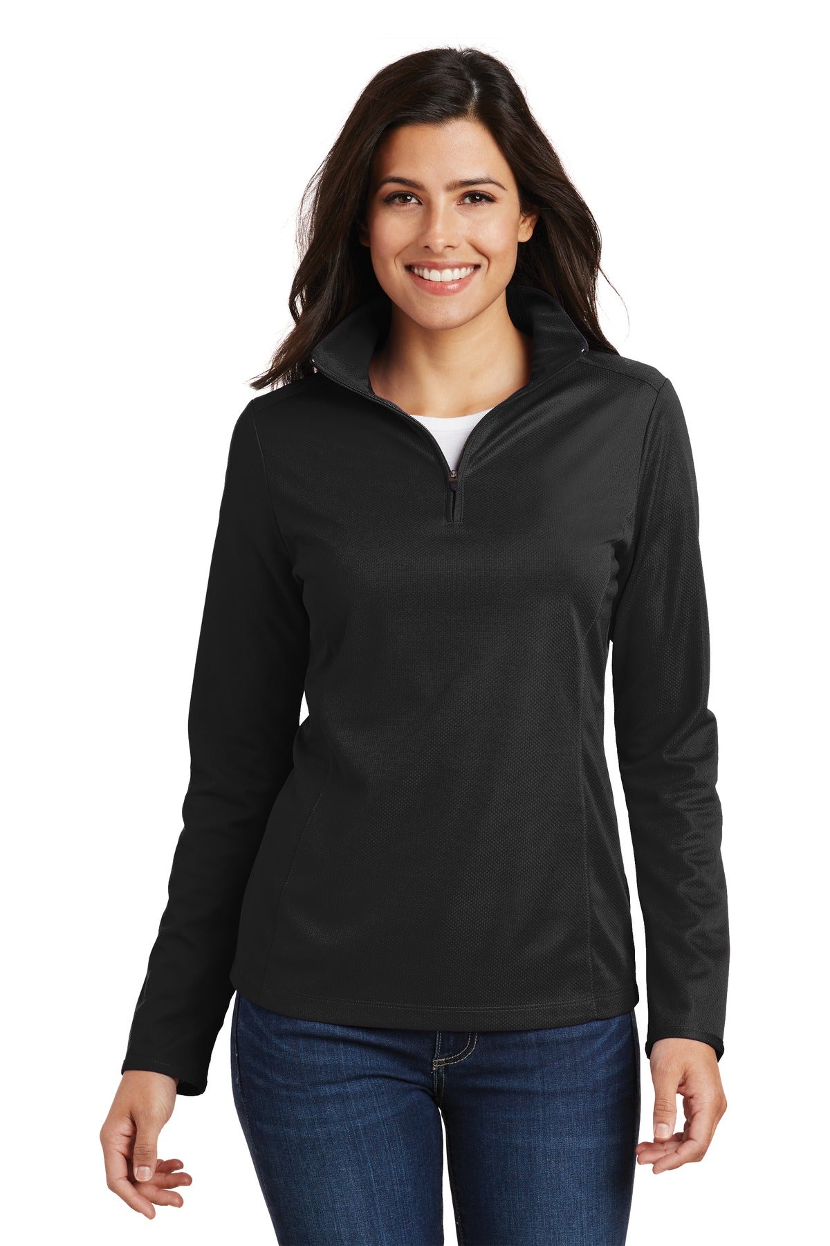 Port Authority Women's Pinpoint Mesh 1/2-Zip . L806 Womens Apparel Sweatshirts & Fleece