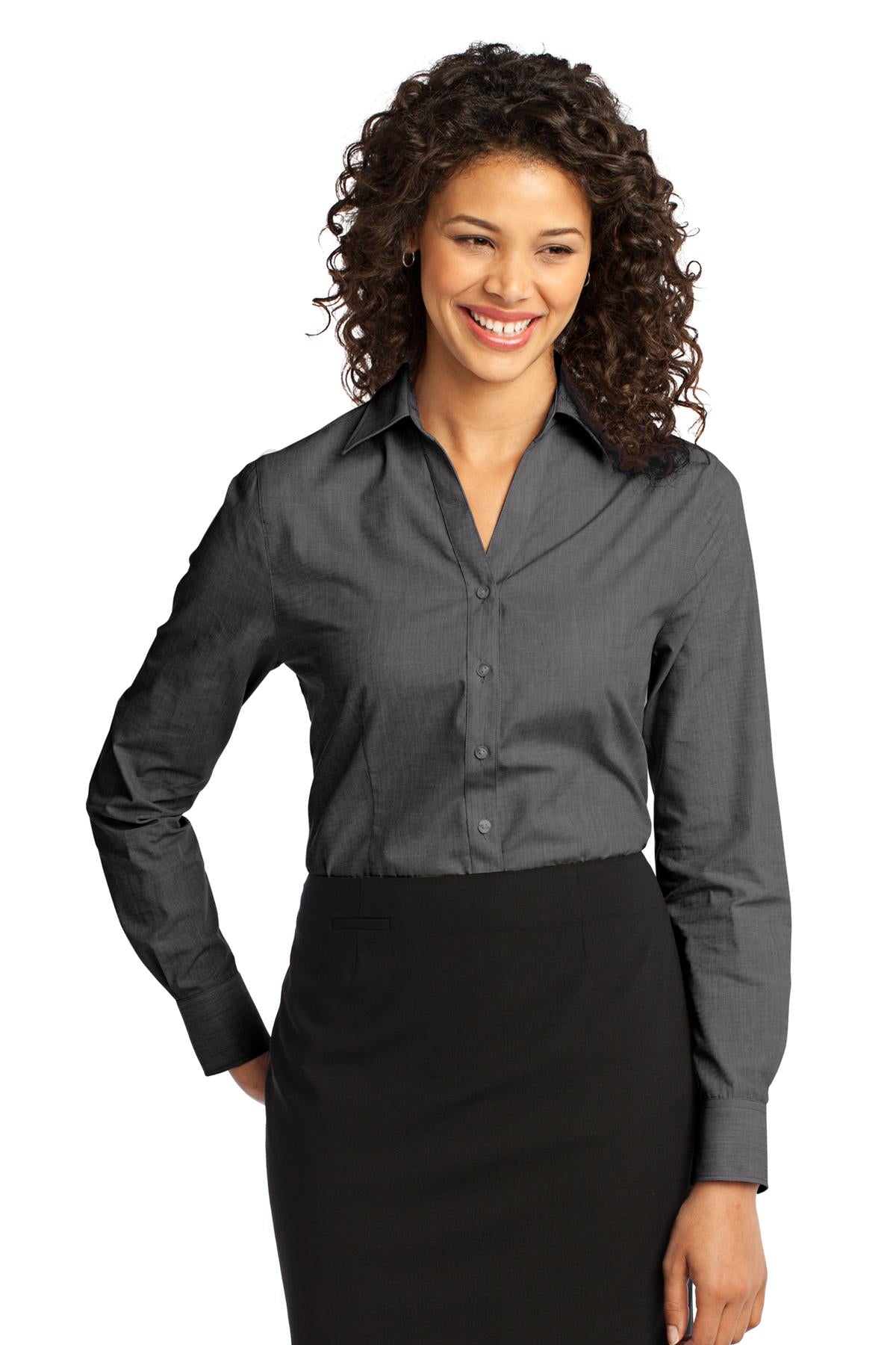 Port Authority Ladies Crosshatch Easy Care Shirt. L640 Womens Apparel Shirts & Tops