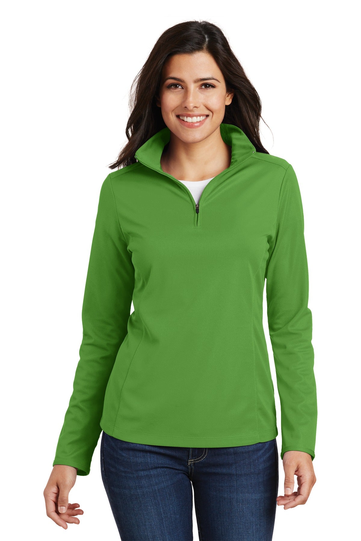 Port Authority Women's Pinpoint Mesh 1/2-Zip . L806 Womens Apparel Sweatshirts & Fleece