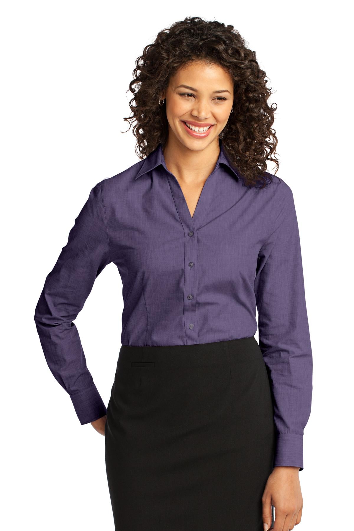 Port Authority Ladies Crosshatch Easy Care Shirt. L640 Womens Apparel Shirts & Tops