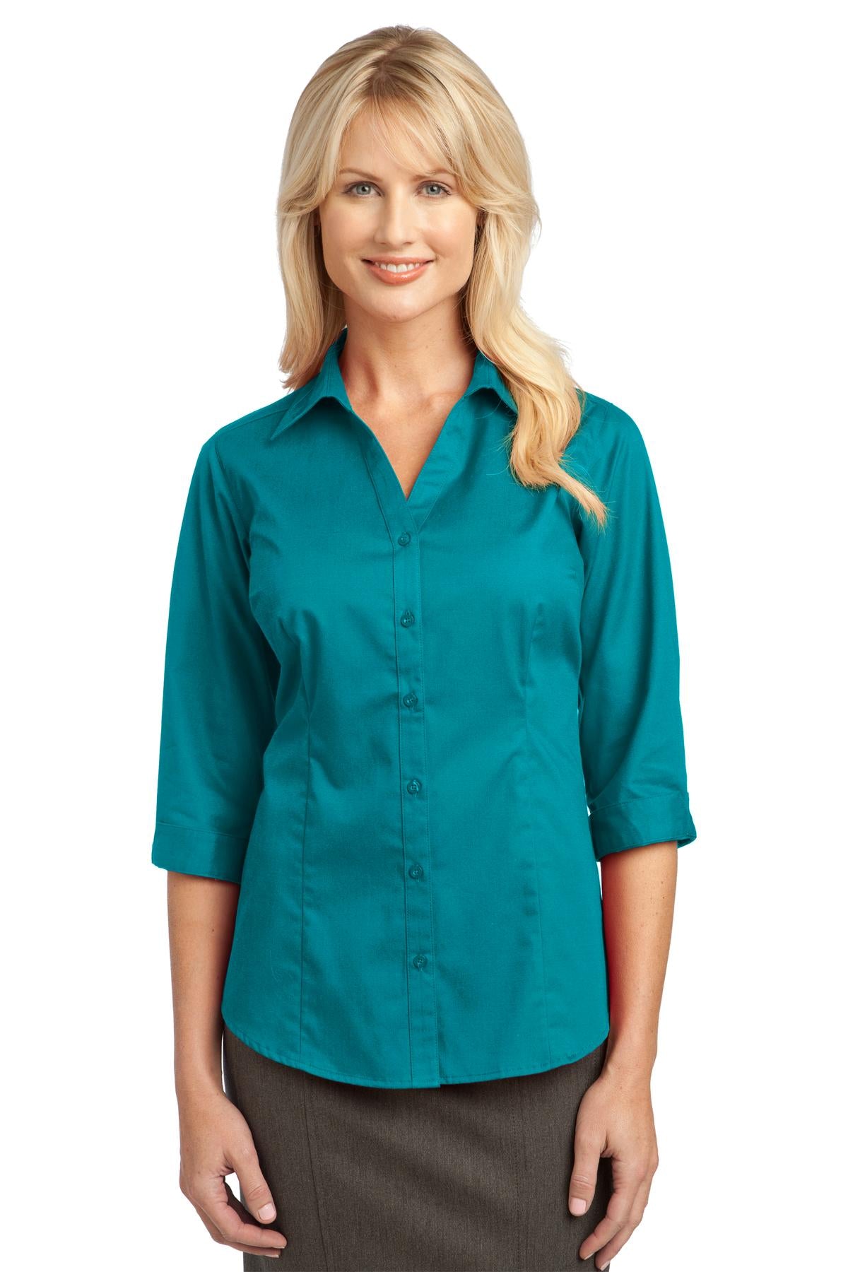 Port Authority Ladies 3/4-Sleeve Blouse. L6290 Womens Apparel Shirts & Tops