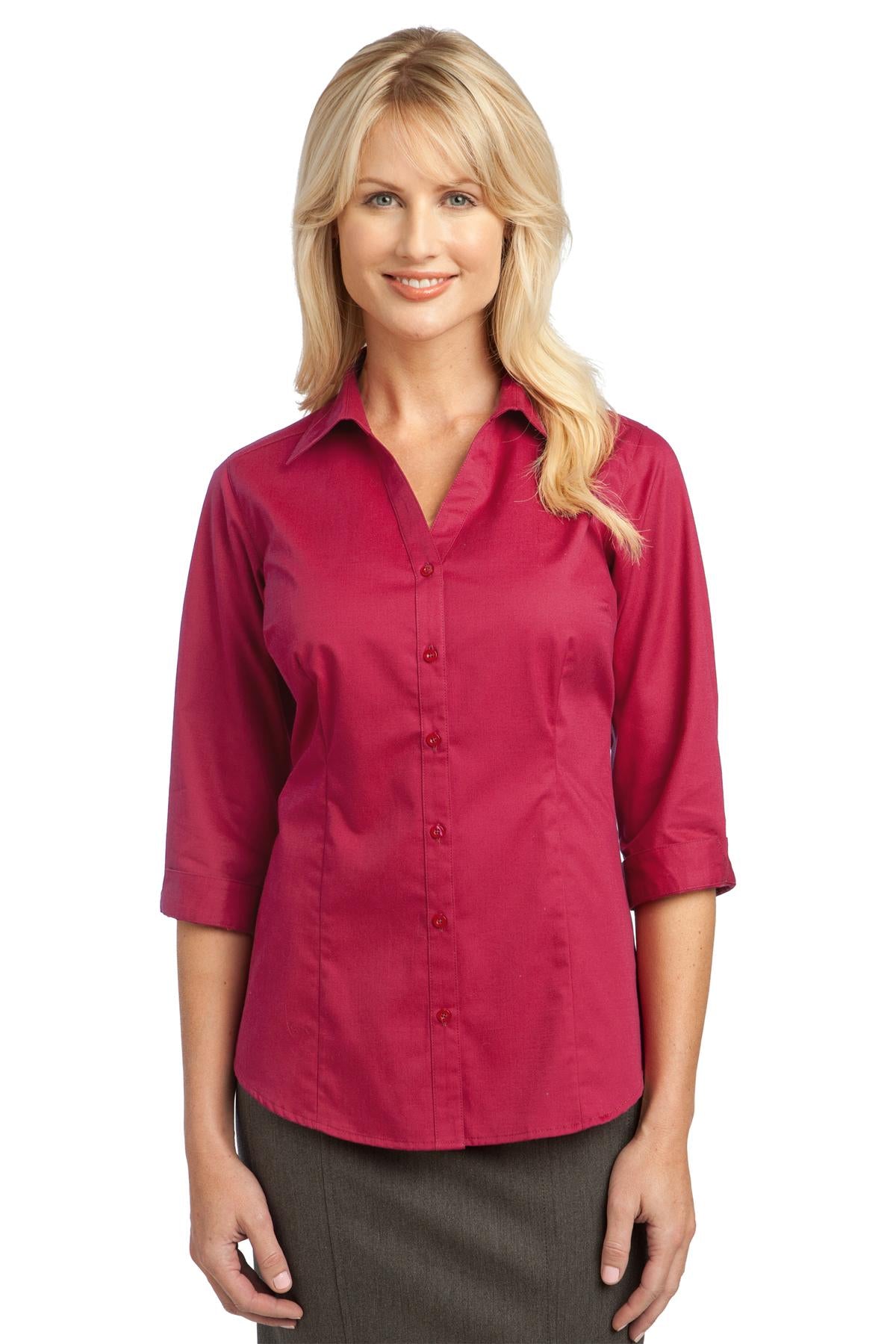 Port Authority Ladies 3/4-Sleeve Blouse. L6290 Womens Apparel Shirts & Tops