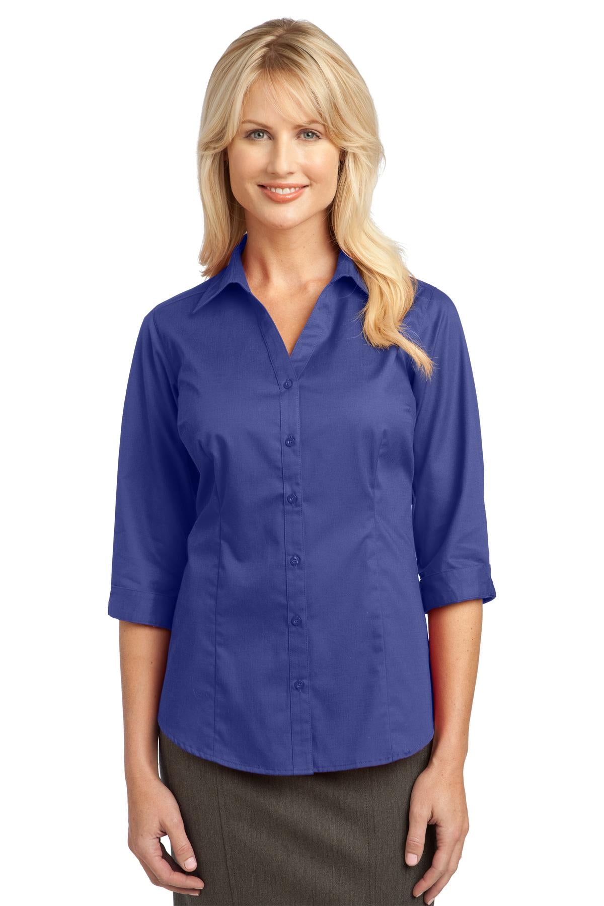 Port Authority Ladies 3/4-Sleeve Blouse. L6290 Womens Apparel Shirts & Tops