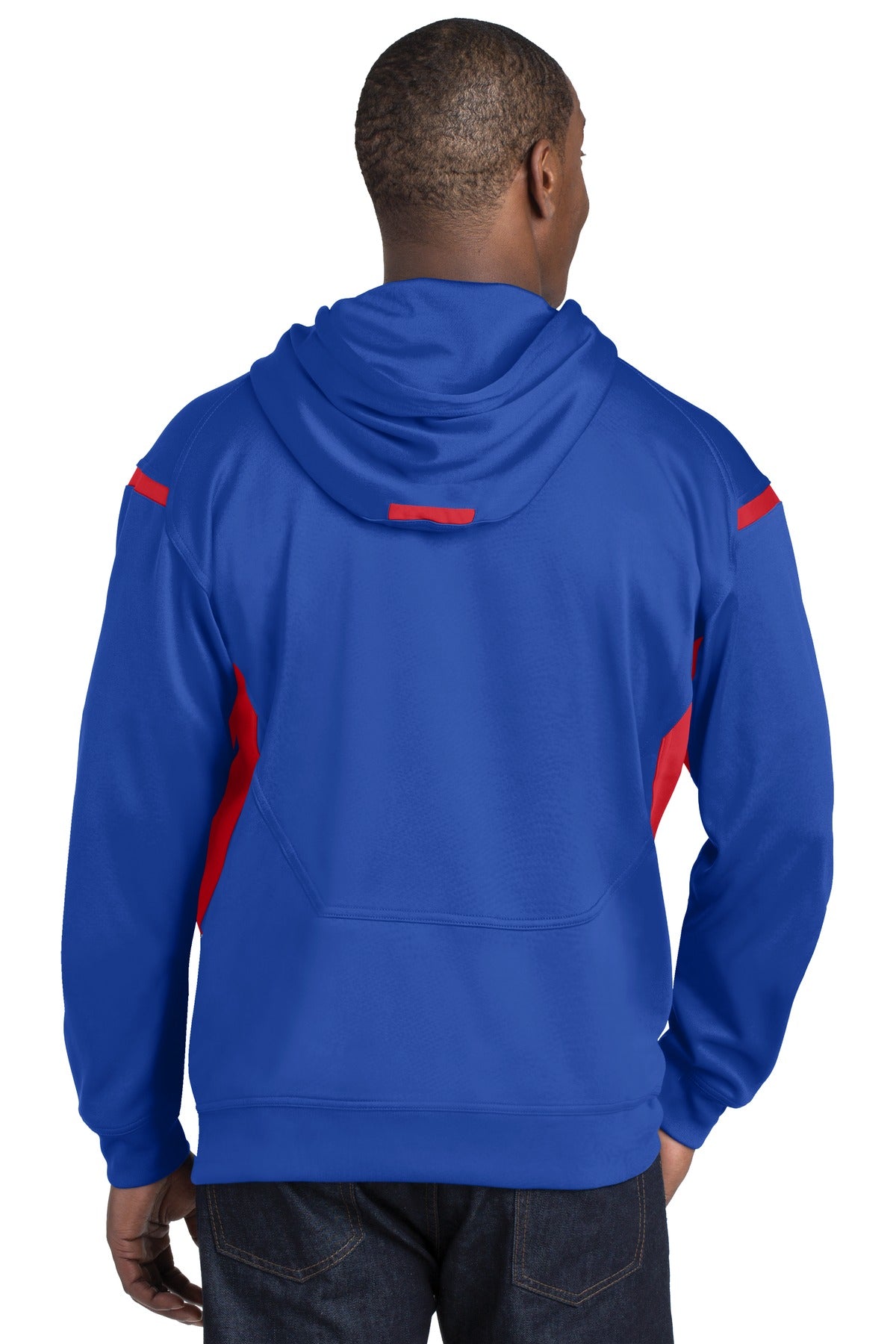 DISCONTINUED Sport-Tek Tall Tech Fleece Colorblock Hooded Sweatshirt. TST246 Mens Apparel Sweatshirts & Fleece