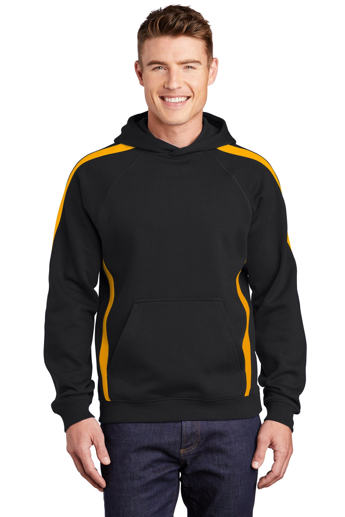 Sport-Tek Men's Sleeve Stripe Pullover Hooded Sweatshirt Mens Apparel Sweatshirts & Fleece