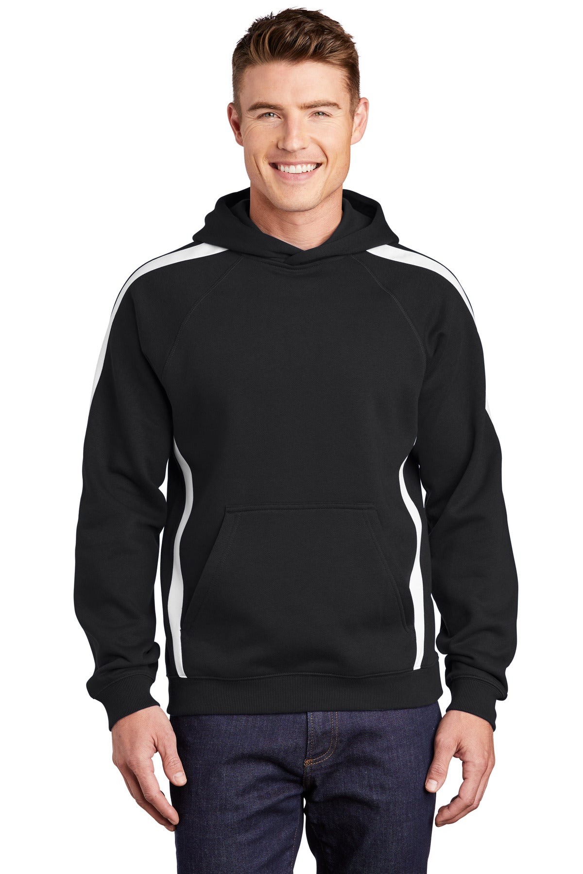Sport-Tek Men's Sleeve Stripe Pullover Hooded Sweatshirt Mens Apparel Sweatshirts & Fleece