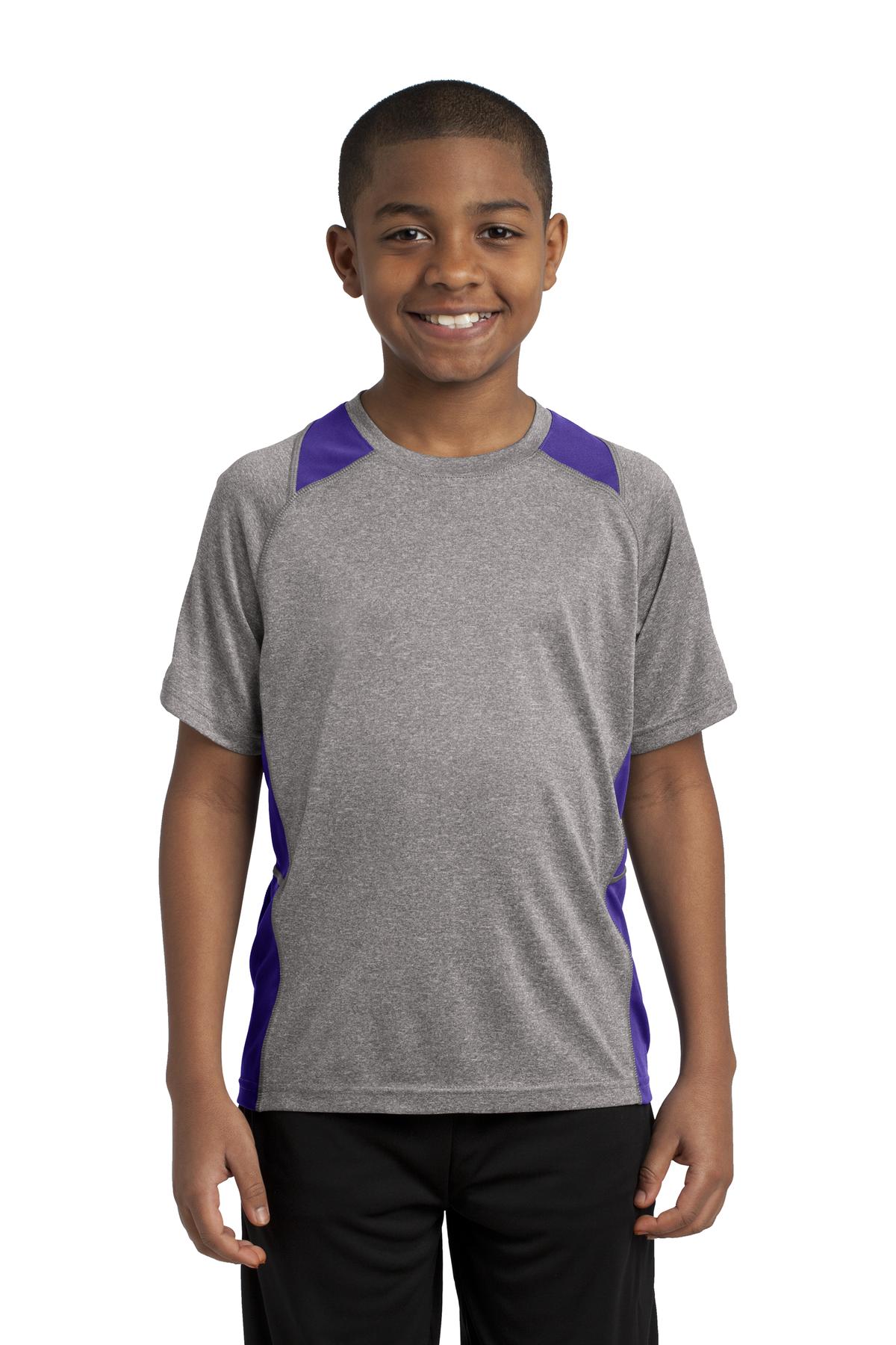 Sport-Tek Youth Heather Colorblock Contender Tee YST361 Youth Apparel Shirts & Tops