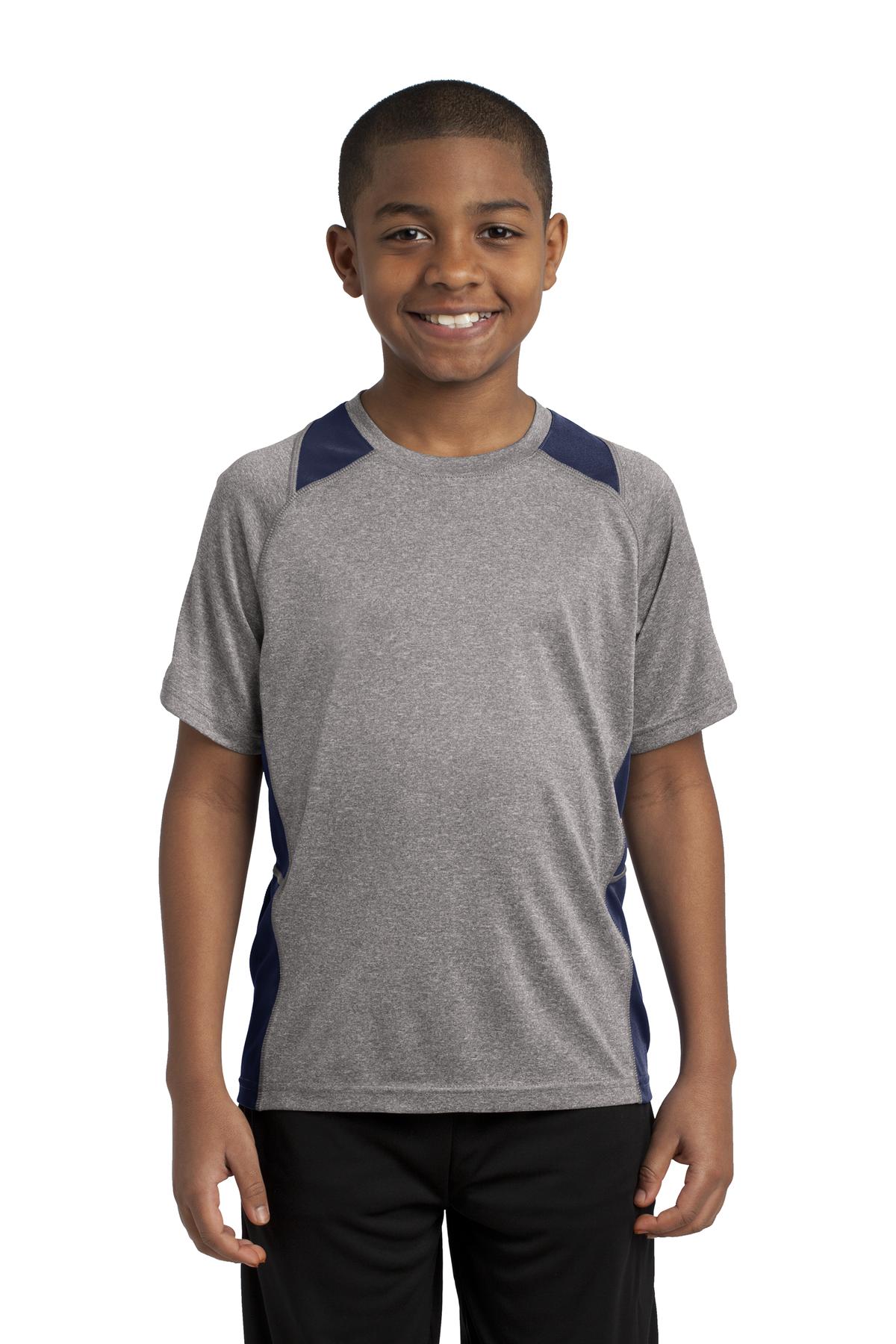 Sport-Tek Youth Heather Colorblock Contender Tee YST361 Youth Apparel Shirts & Tops