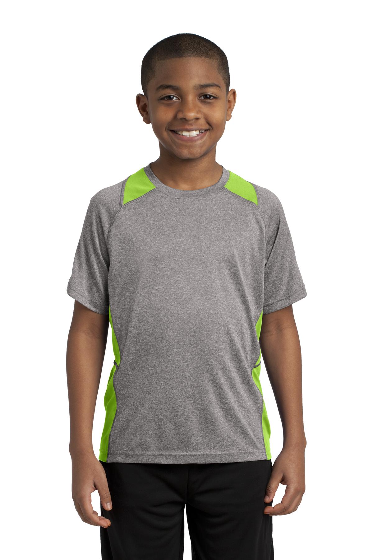 Sport-Tek Youth Heather Colorblock Contender Tee YST361 Youth Apparel Shirts & Tops