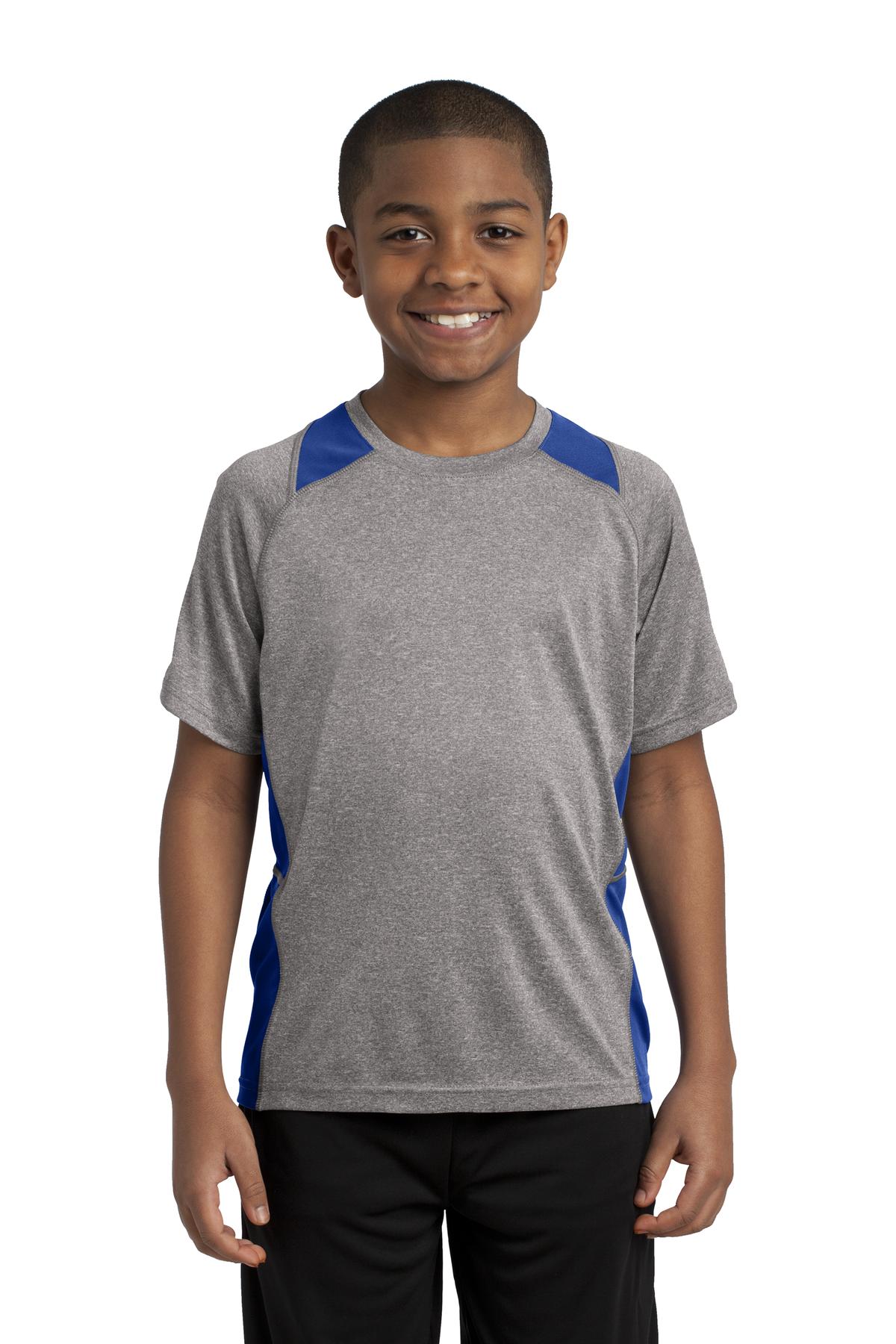 Sport-Tek Youth Heather Colorblock Contender Tee YST361 Youth Apparel Shirts & Tops
