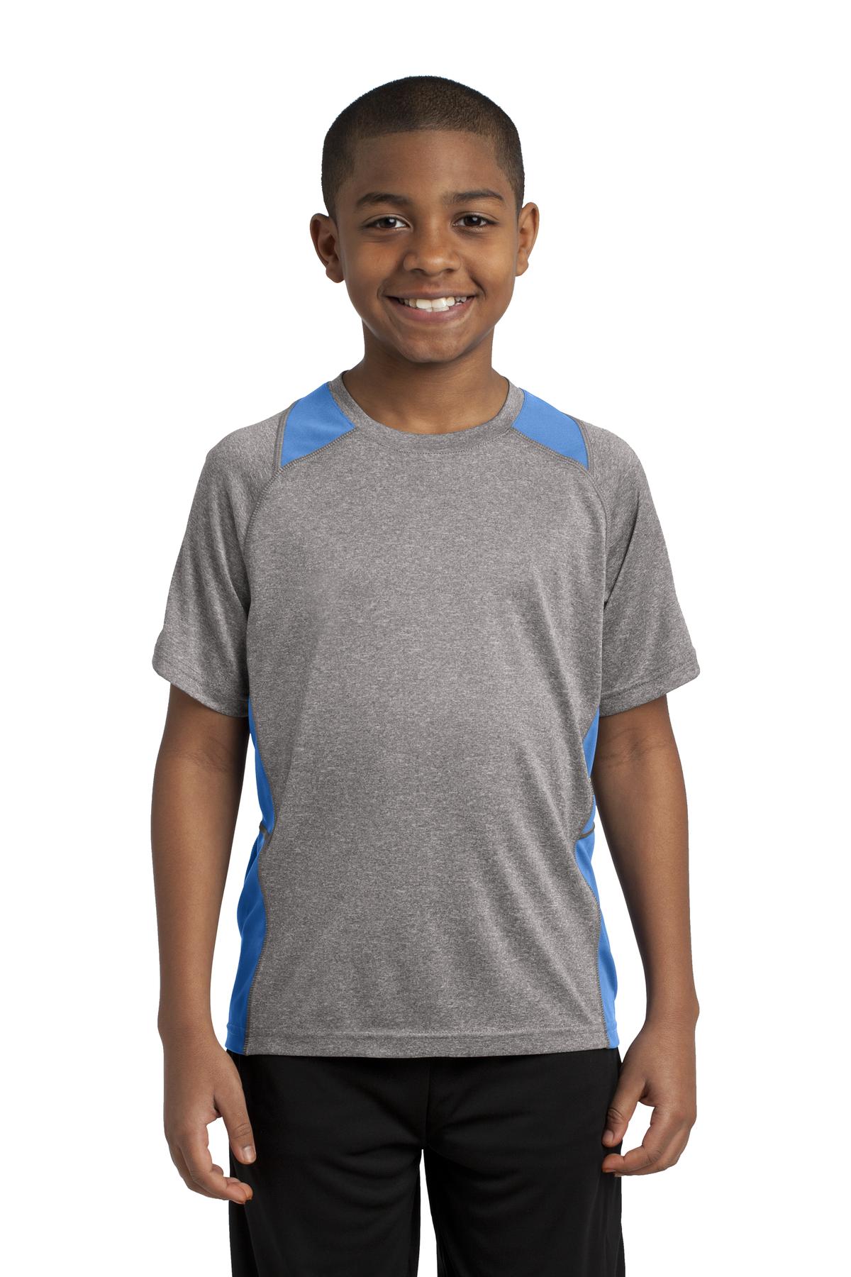 Sport-Tek Youth Heather Colorblock Contender Tee YST361 Youth Apparel Shirts & Tops