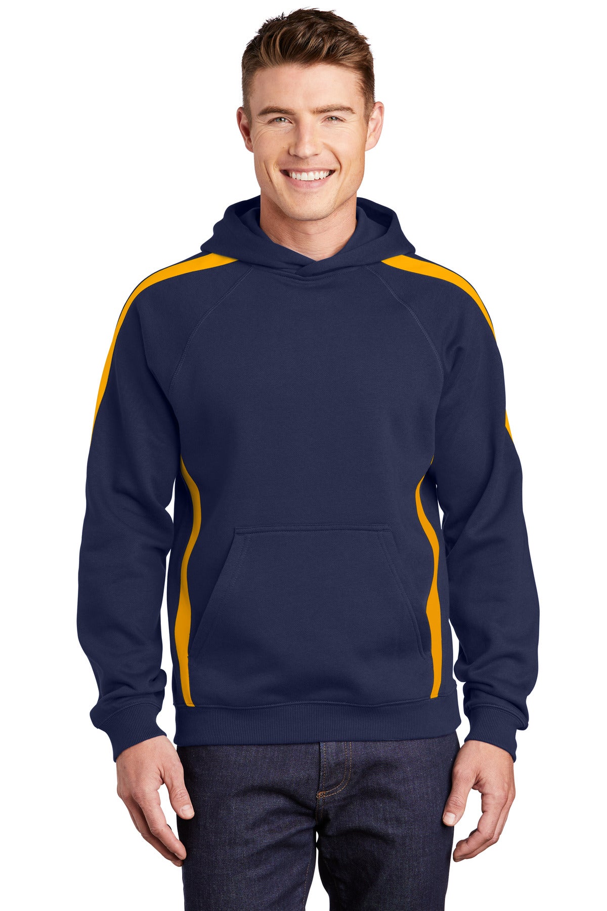 Sport-Tek Men's Sleeve Stripe Pullover Hooded Sweatshirt Mens Apparel Sweatshirts & Fleece