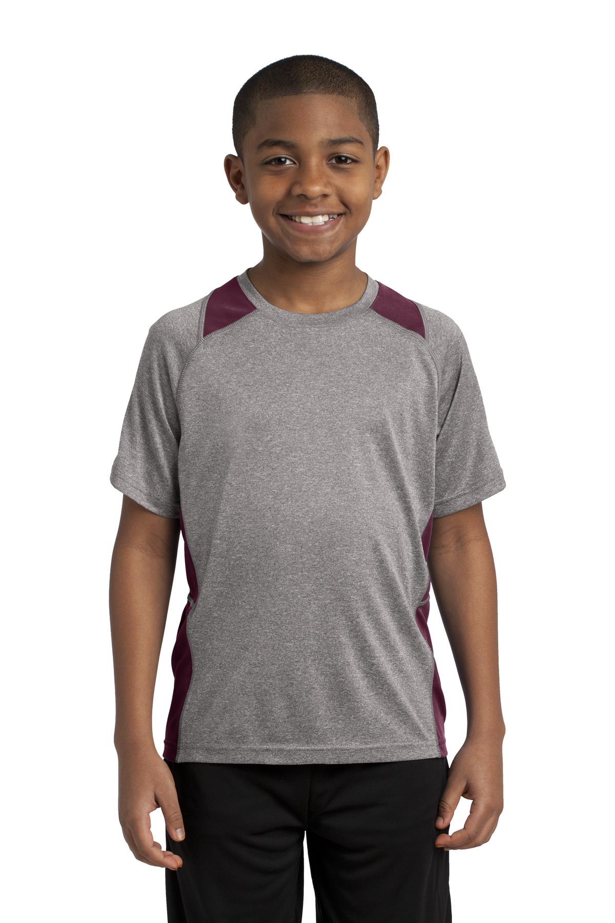 Sport-Tek Youth Heather Colorblock Contender Tee YST361 Youth Apparel Shirts & Tops
