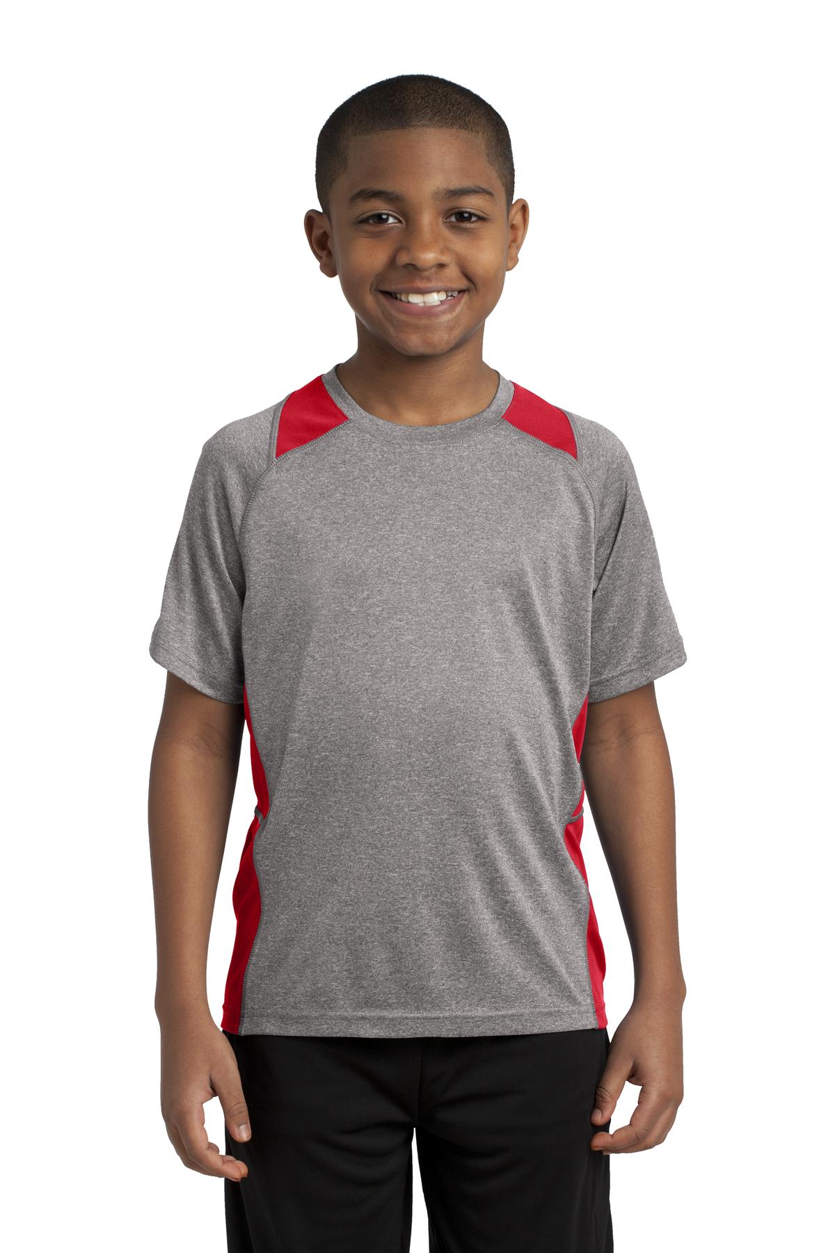 Sport-Tek Youth Heather Colorblock Contender Tee YST361 Youth Apparel Shirts & Tops