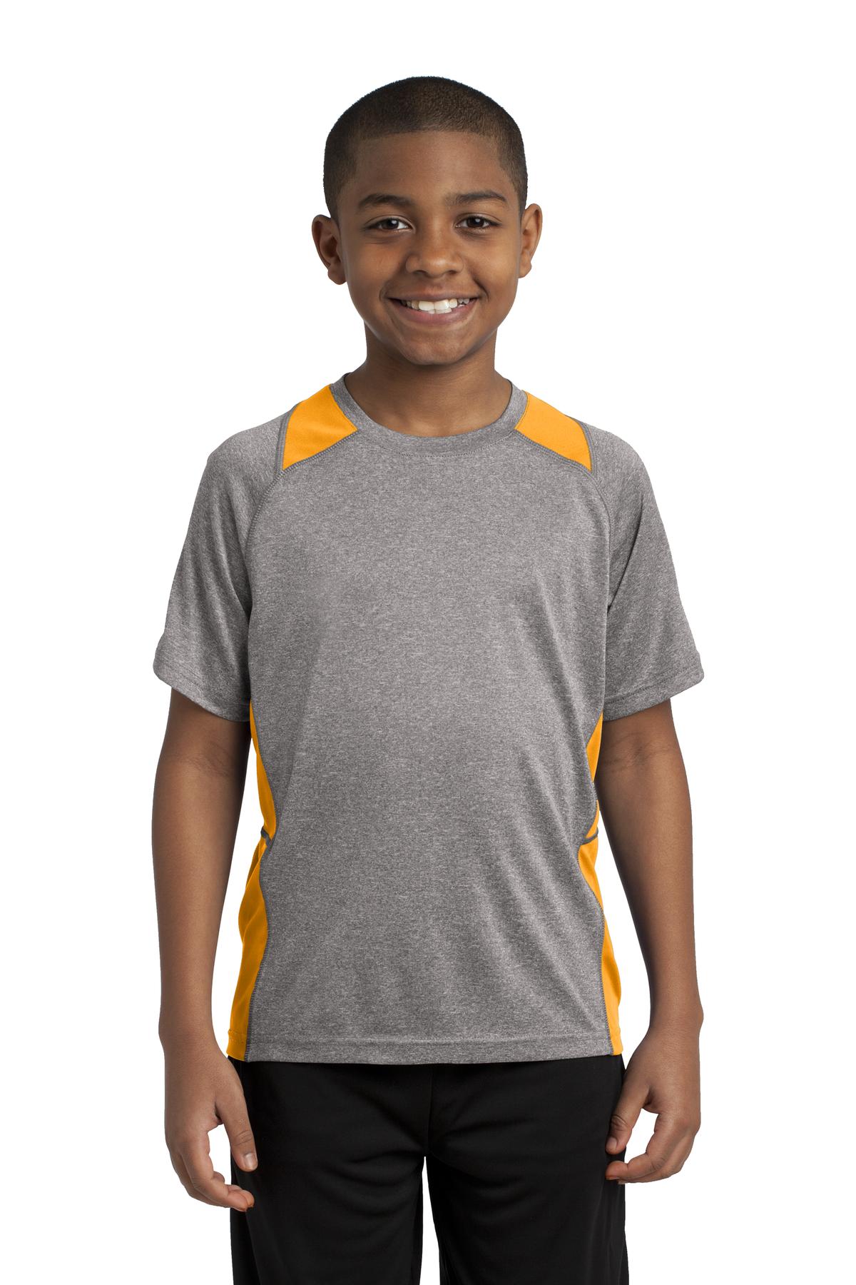 Sport-Tek Youth Heather Colorblock Contender Tee YST361 Youth Apparel Shirts & Tops