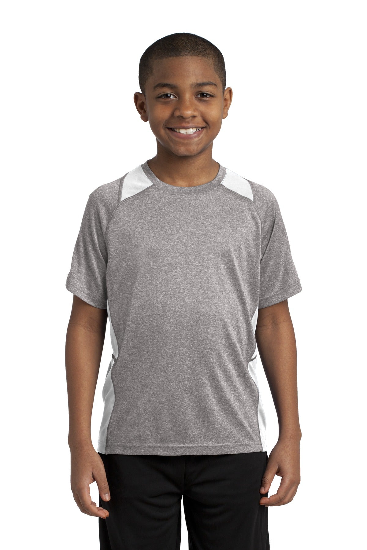 Sport-Tek Youth Heather Colorblock Contender Tee YST361 Youth Apparel Shirts & Tops