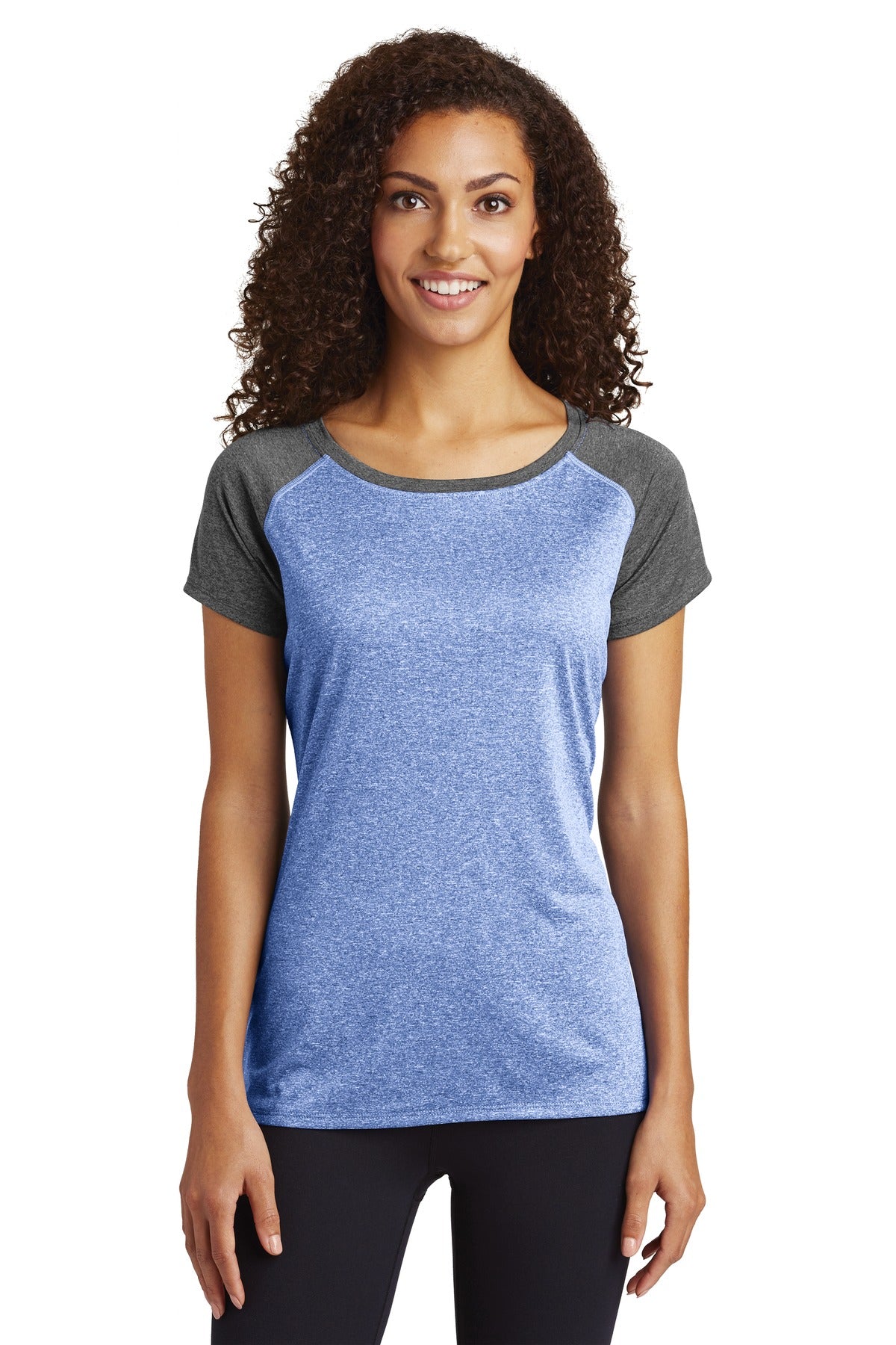 Sport-Tek Women's Heather-On-Heather Contender Scoop Neck Tee. LST362 Womens Apparel Shirts & Tops