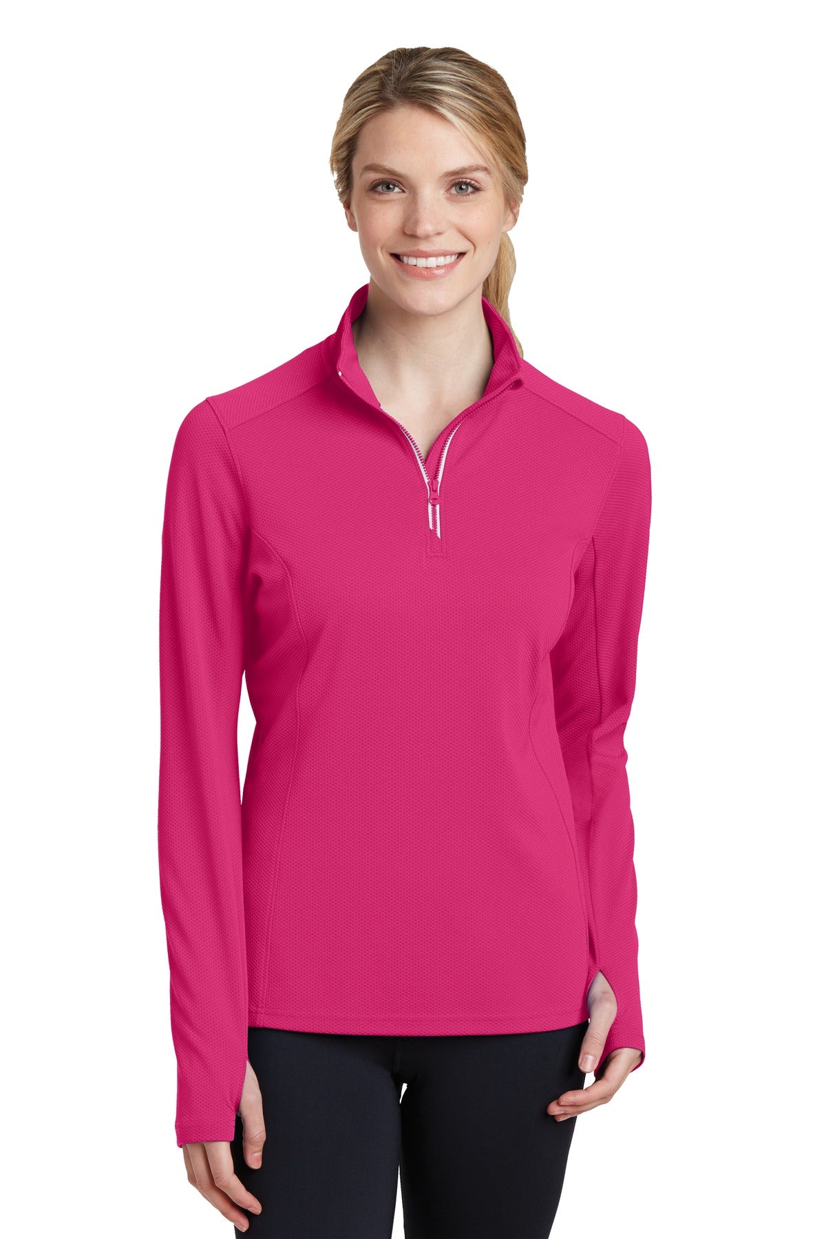 Sport-Tek Women's Sport-Wick Textured 1/4-Zip Pullover LST860 Womens Apparel Sweatshirts & Fleece