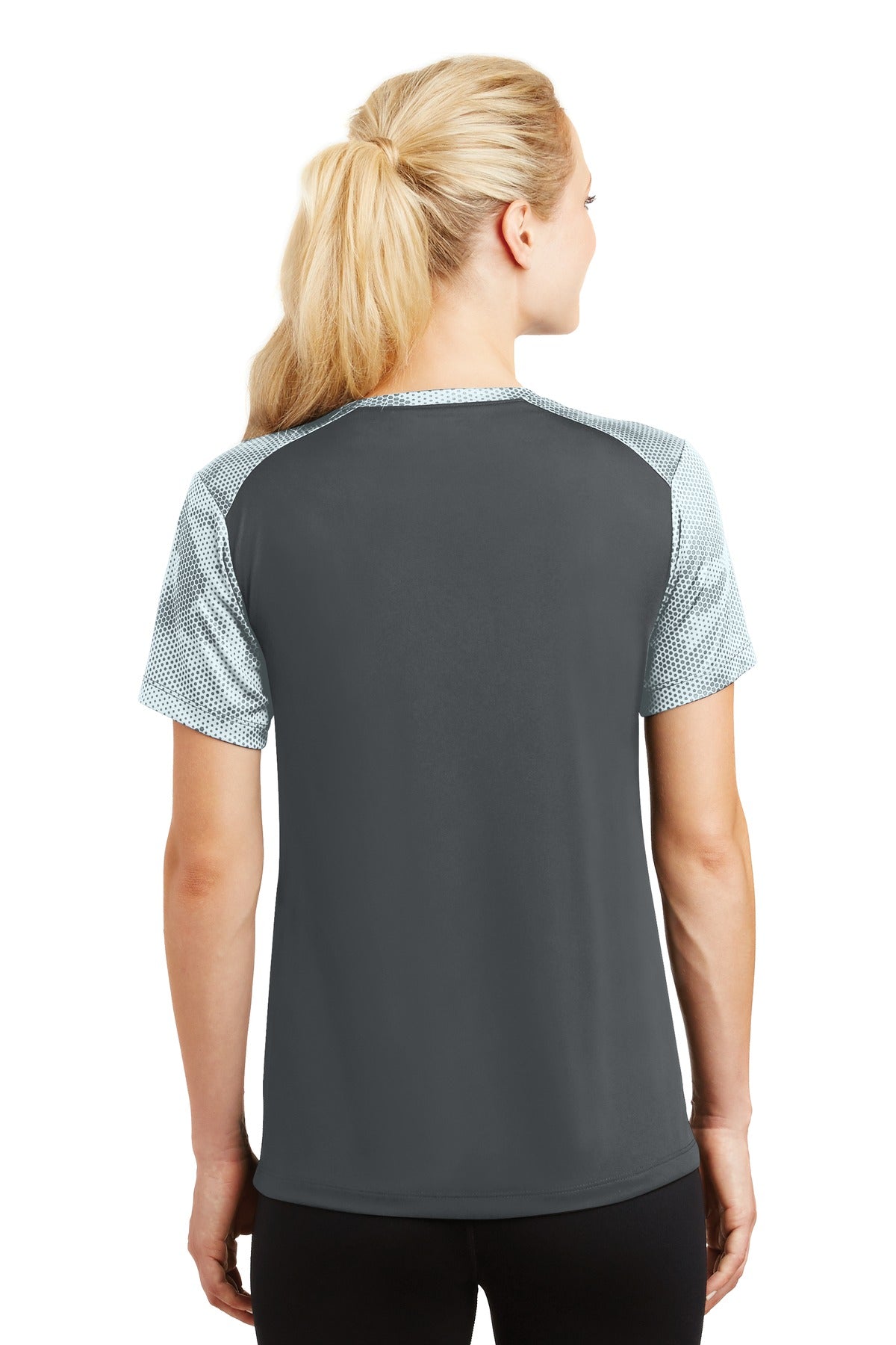 Sport-Tek Women's CamoHex Colorblock V-Neck Tee LST371 Womens Apparel Shirts & Tops