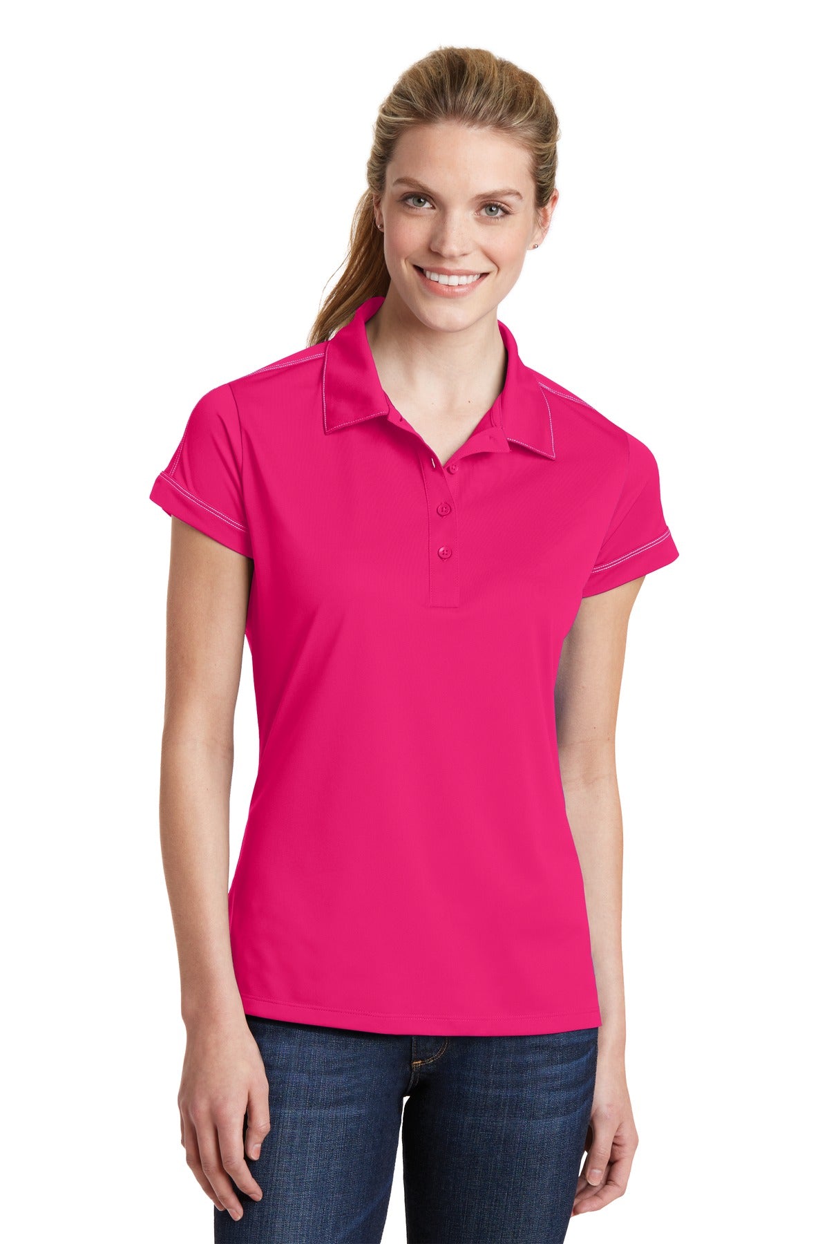 Sport-Tek Women's Contrast Stitch Micropique Sport-Wick Polo LST659 Womens Apparel Shirts & Tops