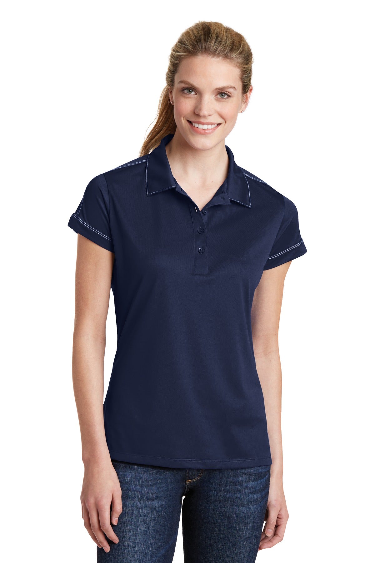 Sport-Tek Women's Contrast Stitch Micropique Sport-Wick Polo LST659 Womens Apparel Shirts & Tops