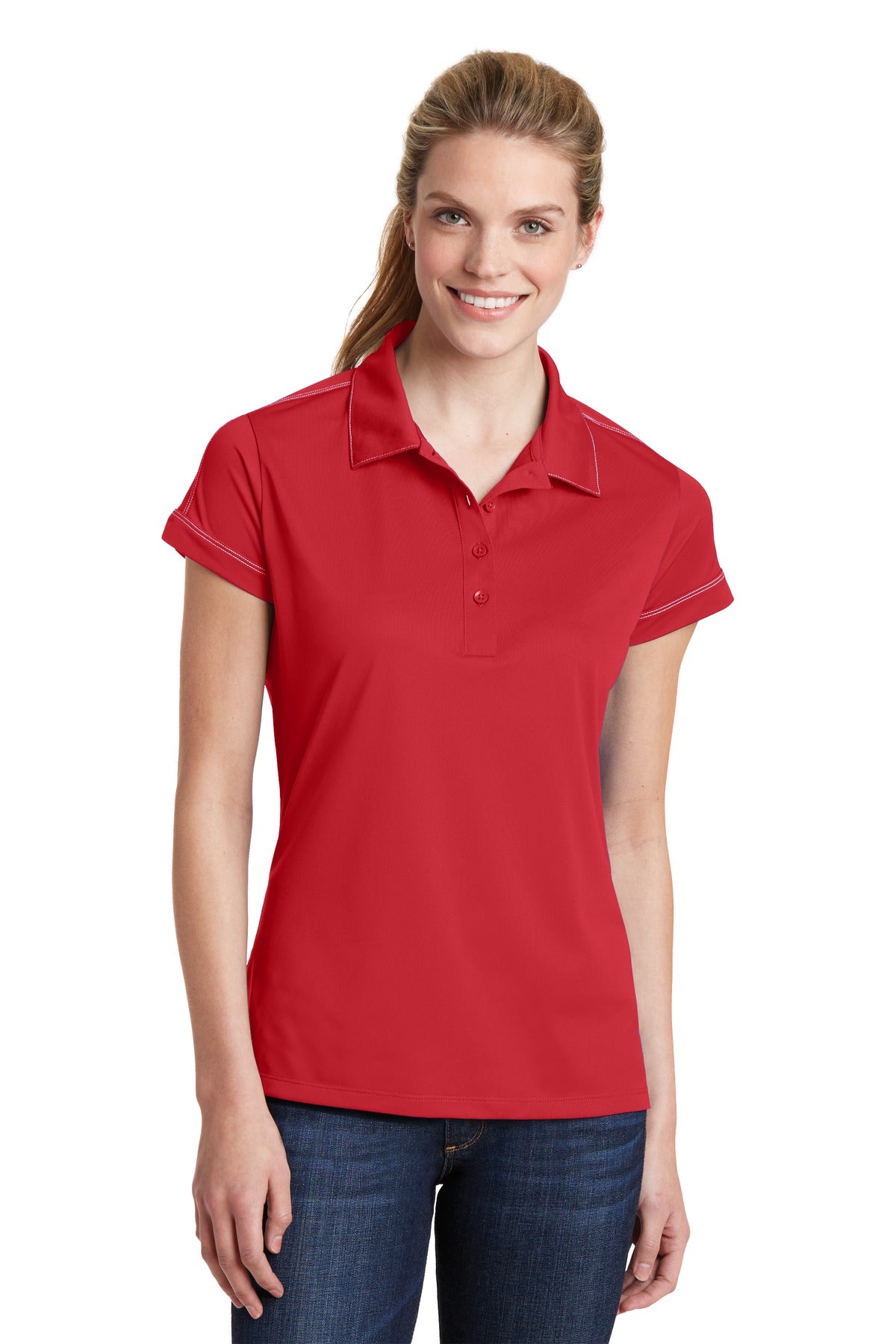 Sport-Tek Women's Contrast Stitch Micropique Sport-Wick Polo LST659 Womens Apparel Shirts & Tops
