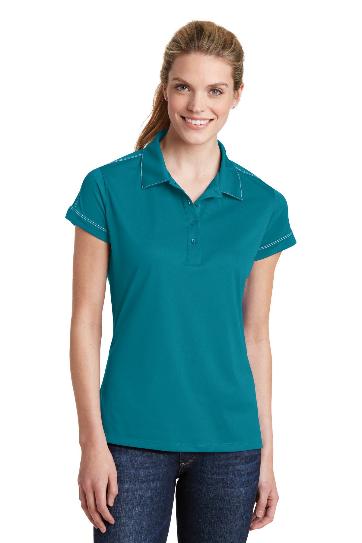 Sport-Tek Women's Contrast Stitch Micropique Sport-Wick Polo LST659 Womens Apparel Shirts & Tops