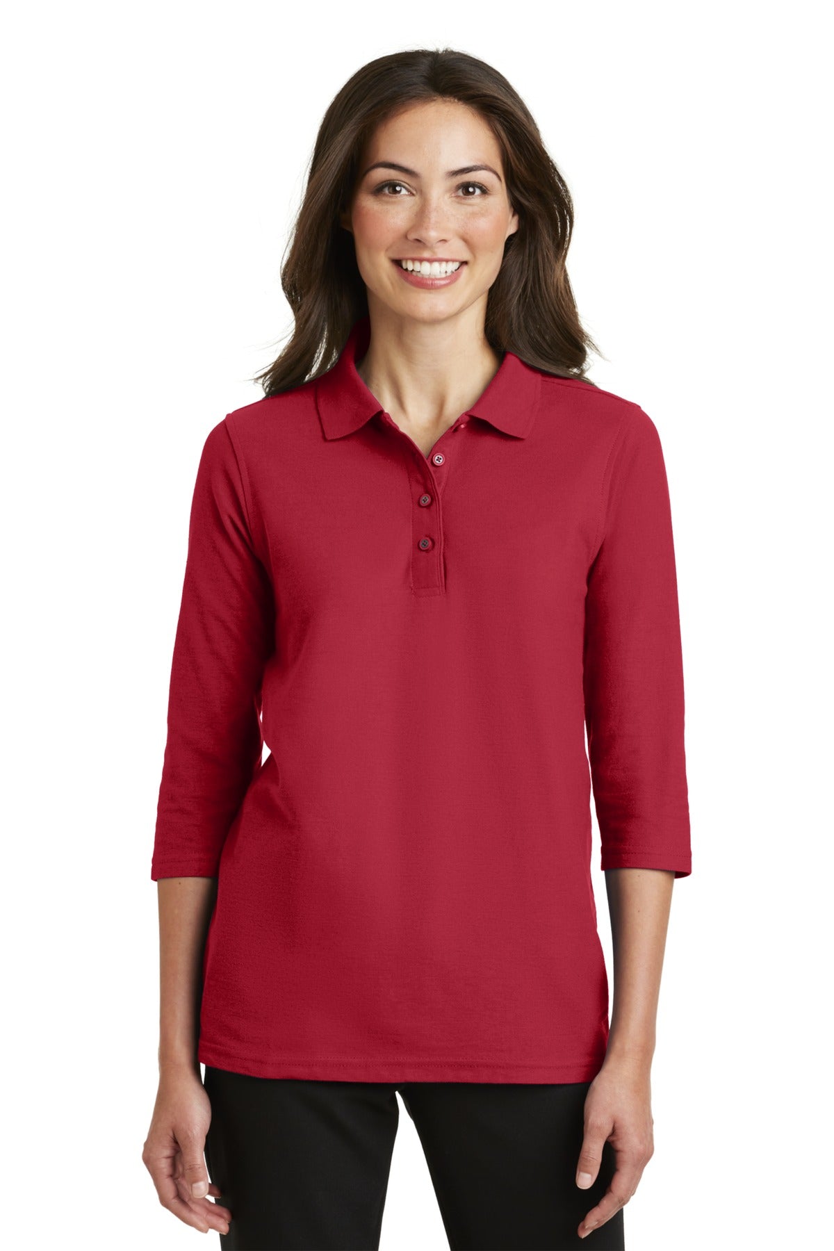 Port Authority Ladies Silk Touch 3/4-Sleeve Polo. L562 Womens Apparel Shirts & Tops