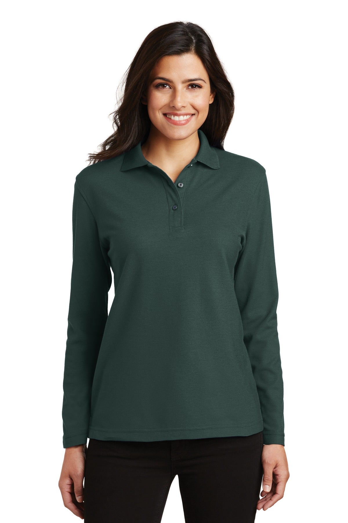 Port Authority Ladies Silk Touch Long Sleeve Polo. L500LS Womens Apparel Shirts & Tops