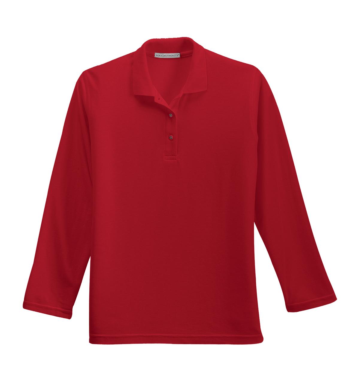 Port Authority Ladies Silk Touch Long Sleeve Polo. L500LS Womens Apparel Shirts & Tops