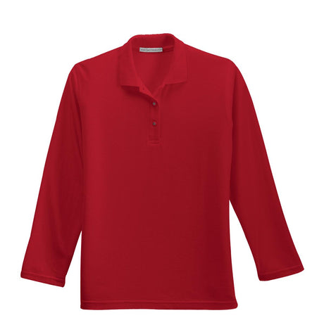 Port Authority Ladies Silk Touch Long Sleeve Polo. L500LS Womens Apparel Shirts & Tops