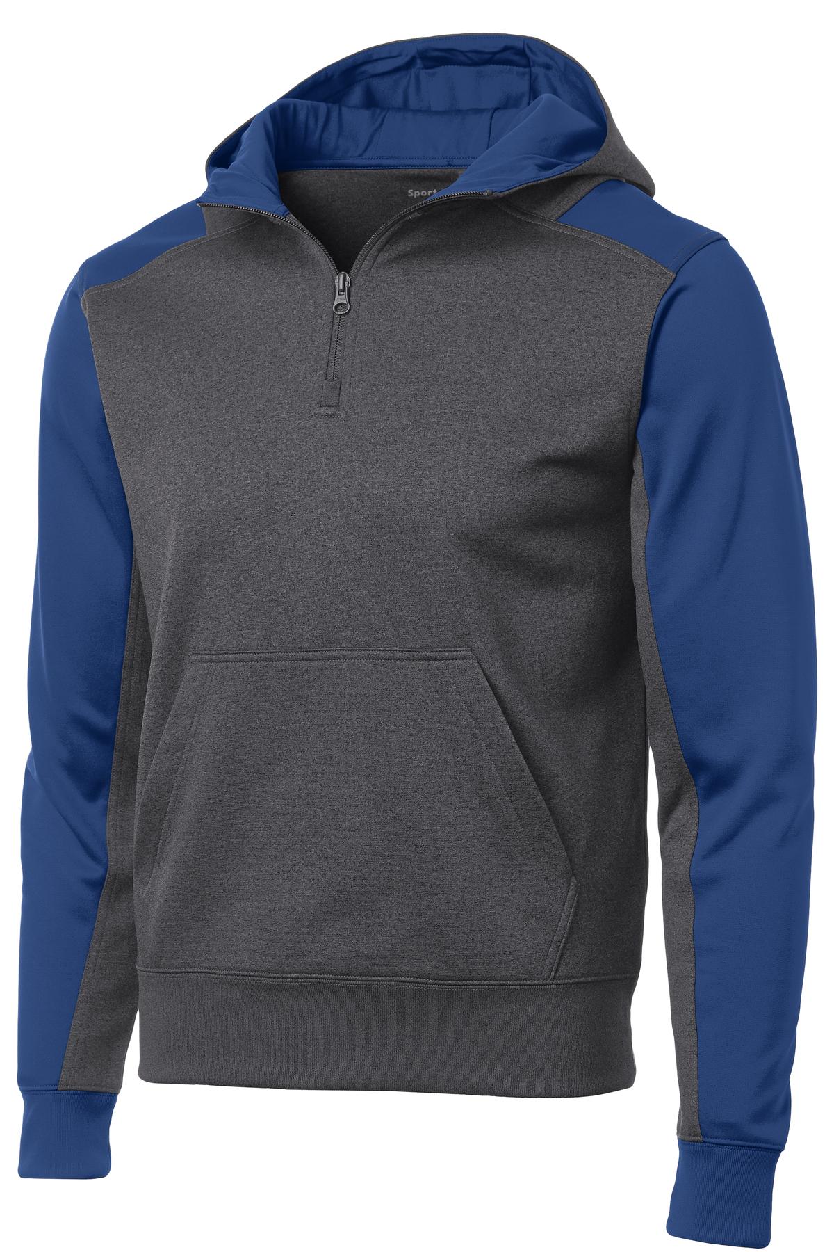 Sport-Tek Men's Tech Fleece Colorblock 1/4-Zip Hooded Sweatshirt Mens Apparel Sweatshirts & Fleece