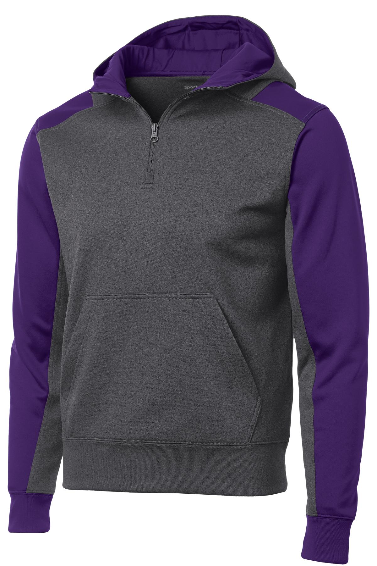 Sport-Tek Men's Tech Fleece Colorblock 1/4-Zip Hooded Sweatshirt Mens Apparel Sweatshirts & Fleece