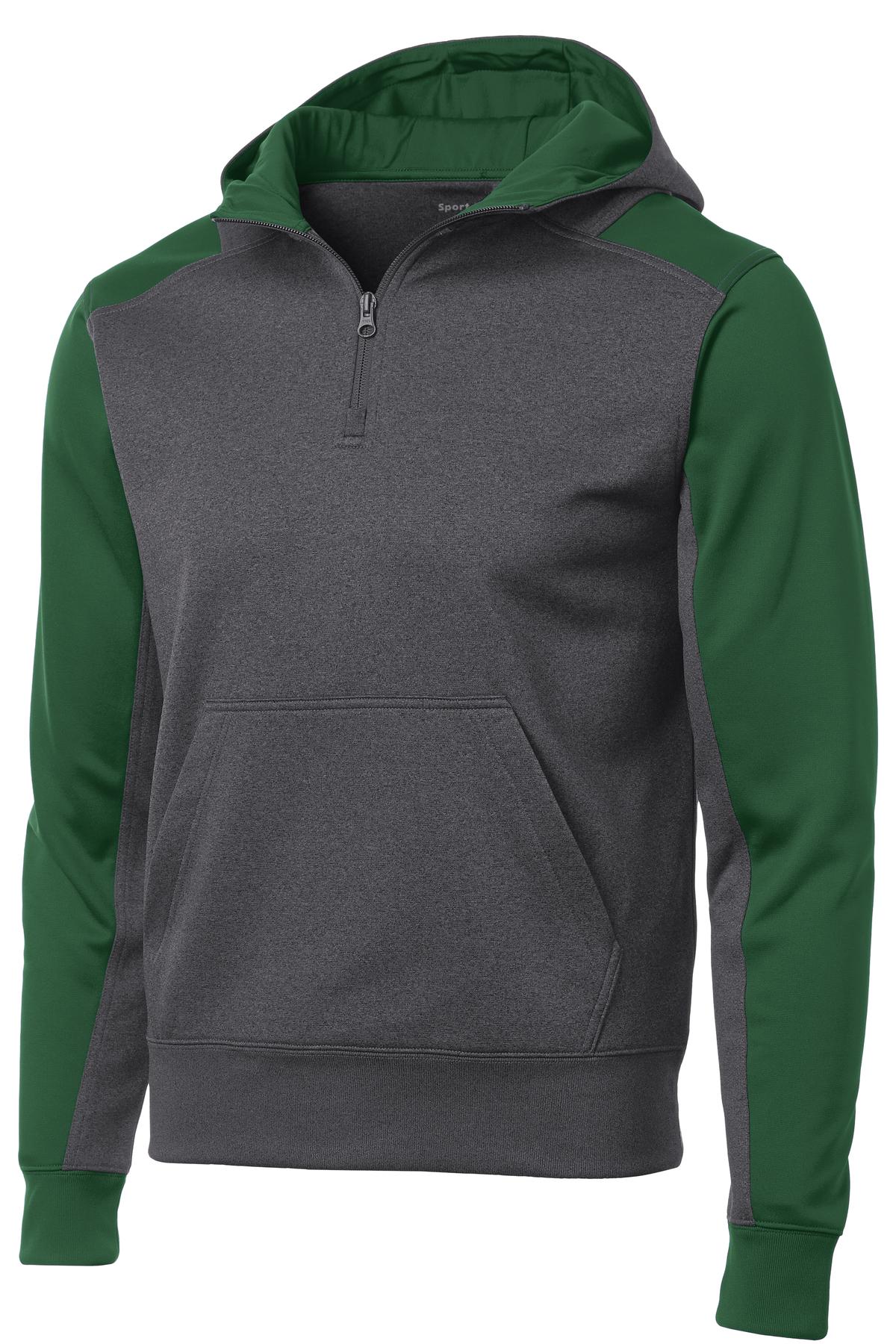 Sport-Tek Men's Tech Fleece Colorblock 1/4-Zip Hooded Sweatshirt Mens Apparel Sweatshirts & Fleece
